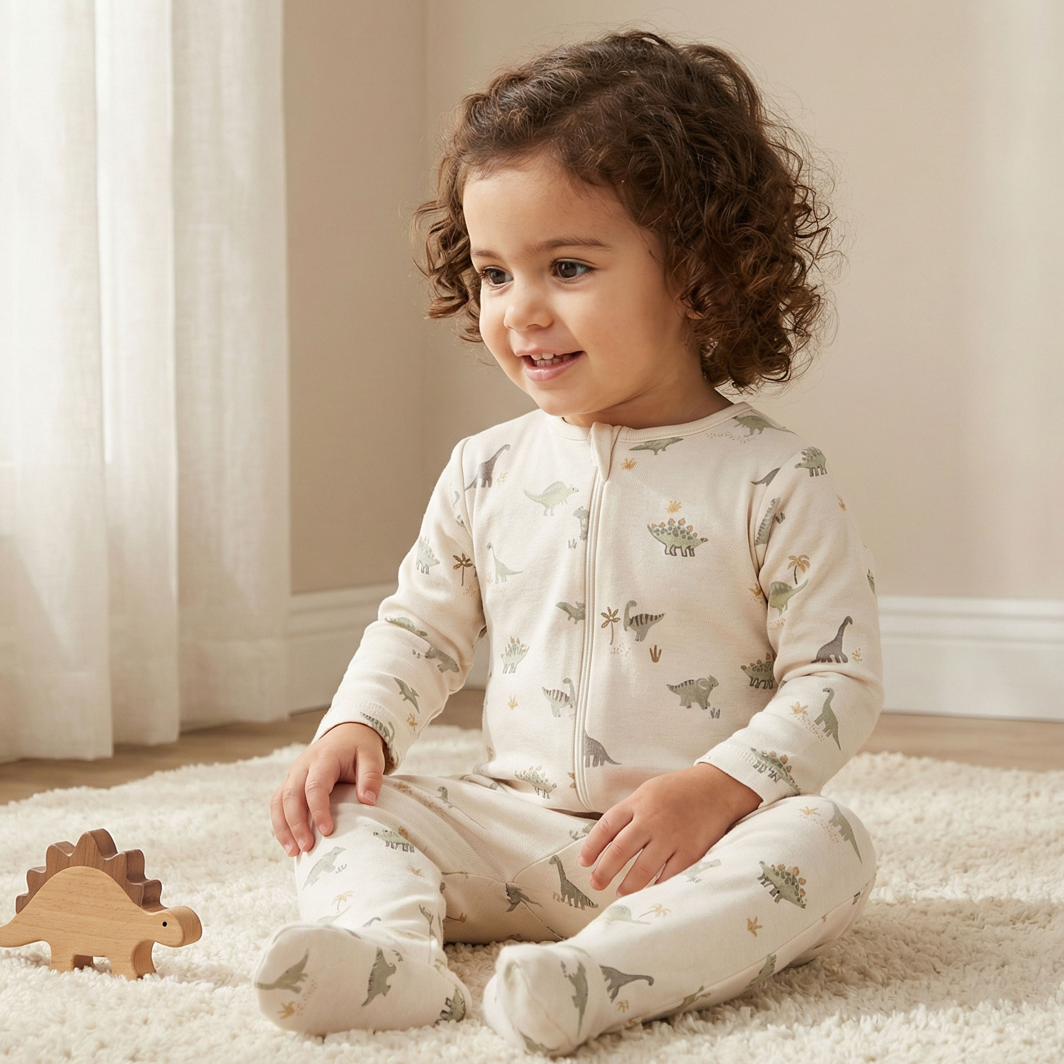 Pack of 5 Juniors Cotton Round Neck Long Sleeves Sleepsuit with Dinosaur Print-baby-boys-clothing-nightwear-sleepsuits-image-3