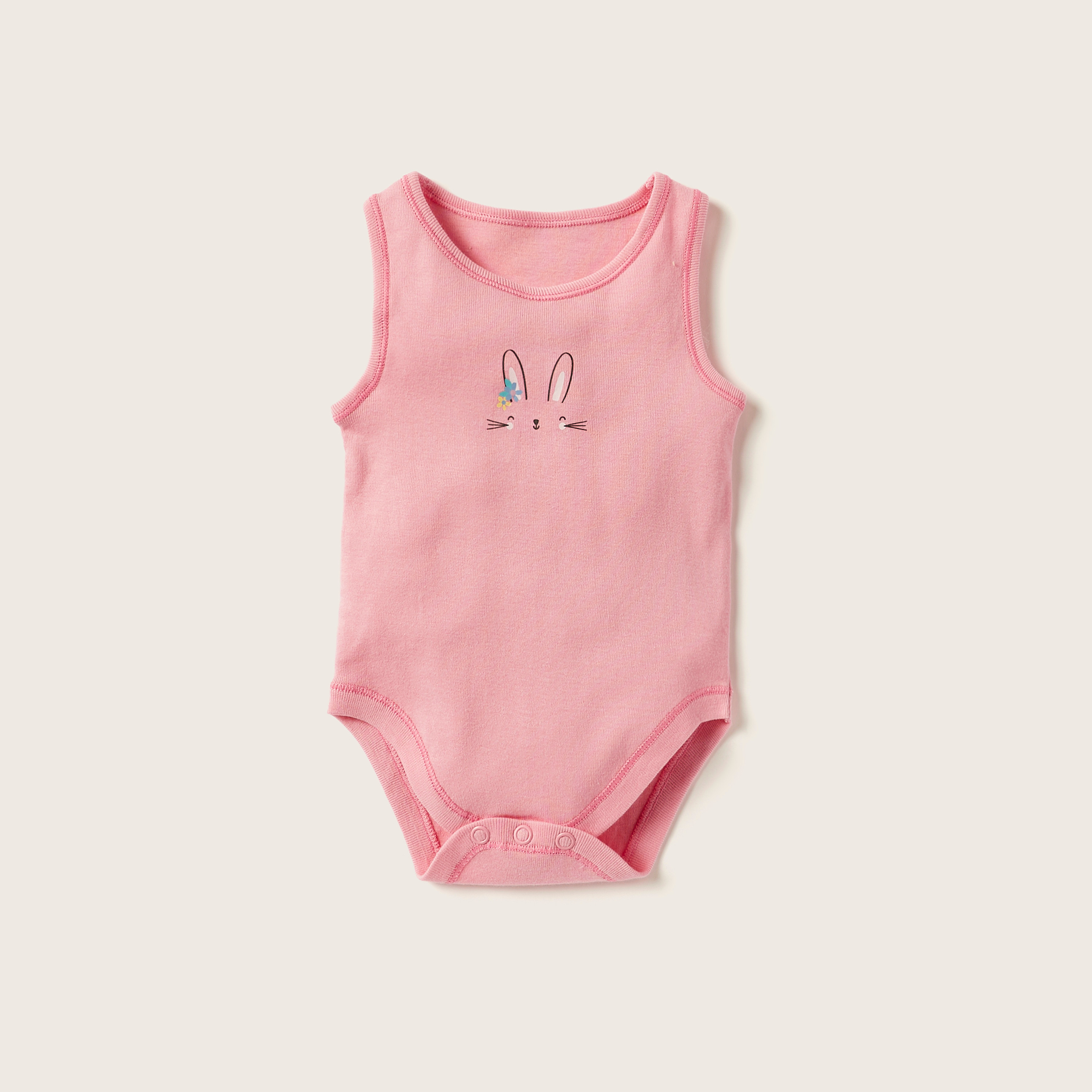Juniors Printed Sleeveless Bodysuit with Button Closure - Set of 5-baby-girls-clothing-bodysuits-image-2