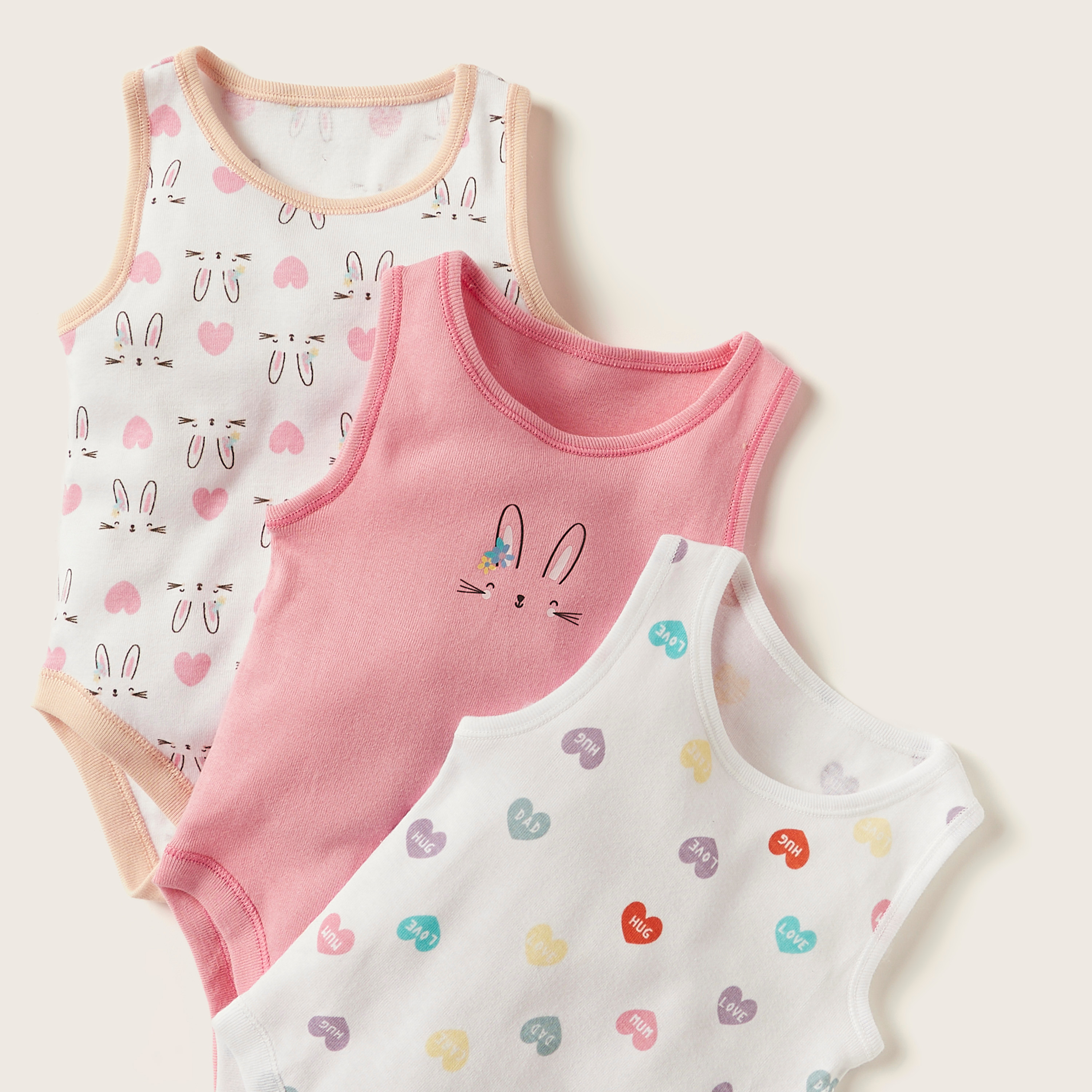 Juniors Printed Sleeveless Bodysuit with Button Closure - Set of 5-baby-girls-clothing-bodysuits-image-3