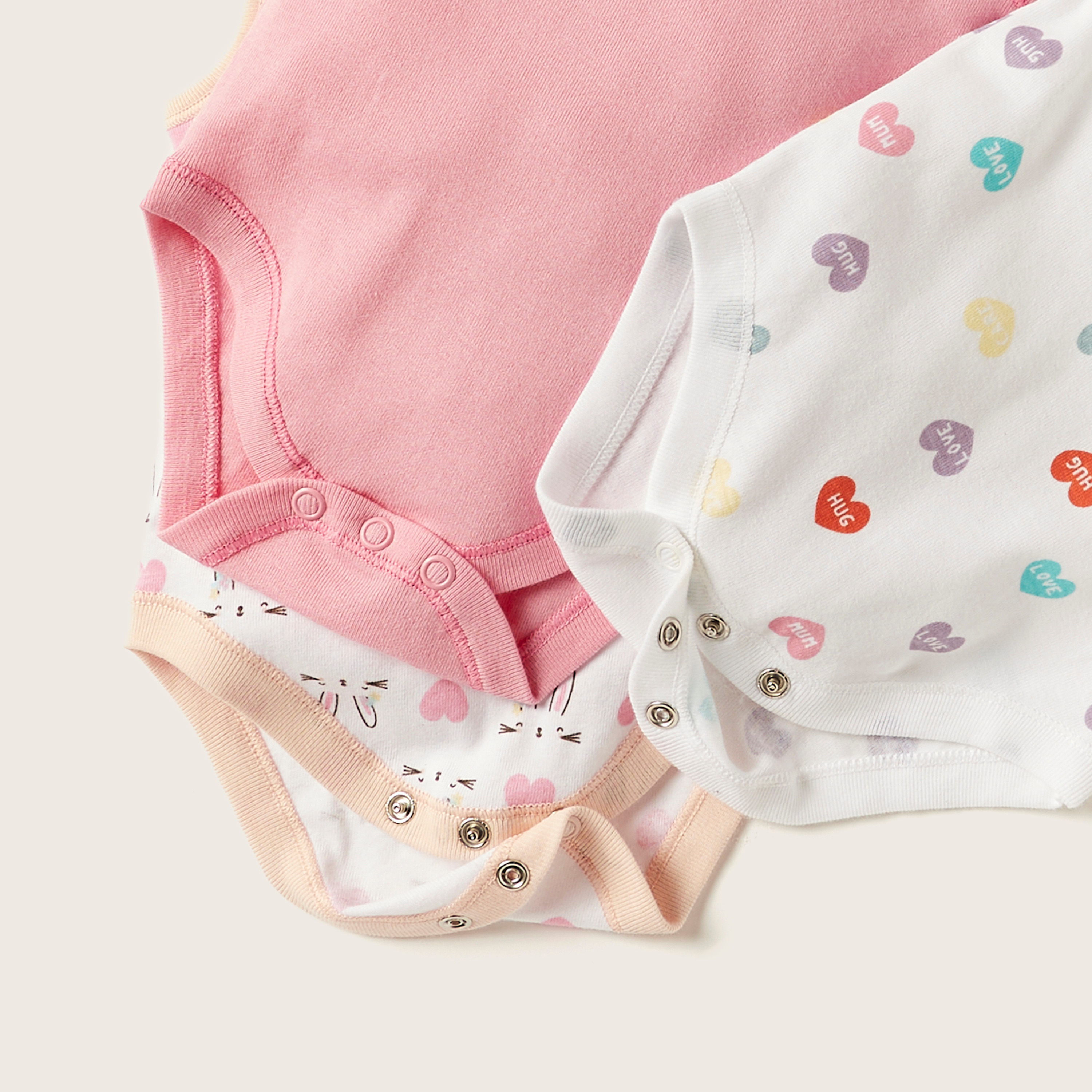 Juniors Printed Sleeveless Bodysuit with Button Closure - Set of 5-baby-girls-clothing-bodysuits-image-4
