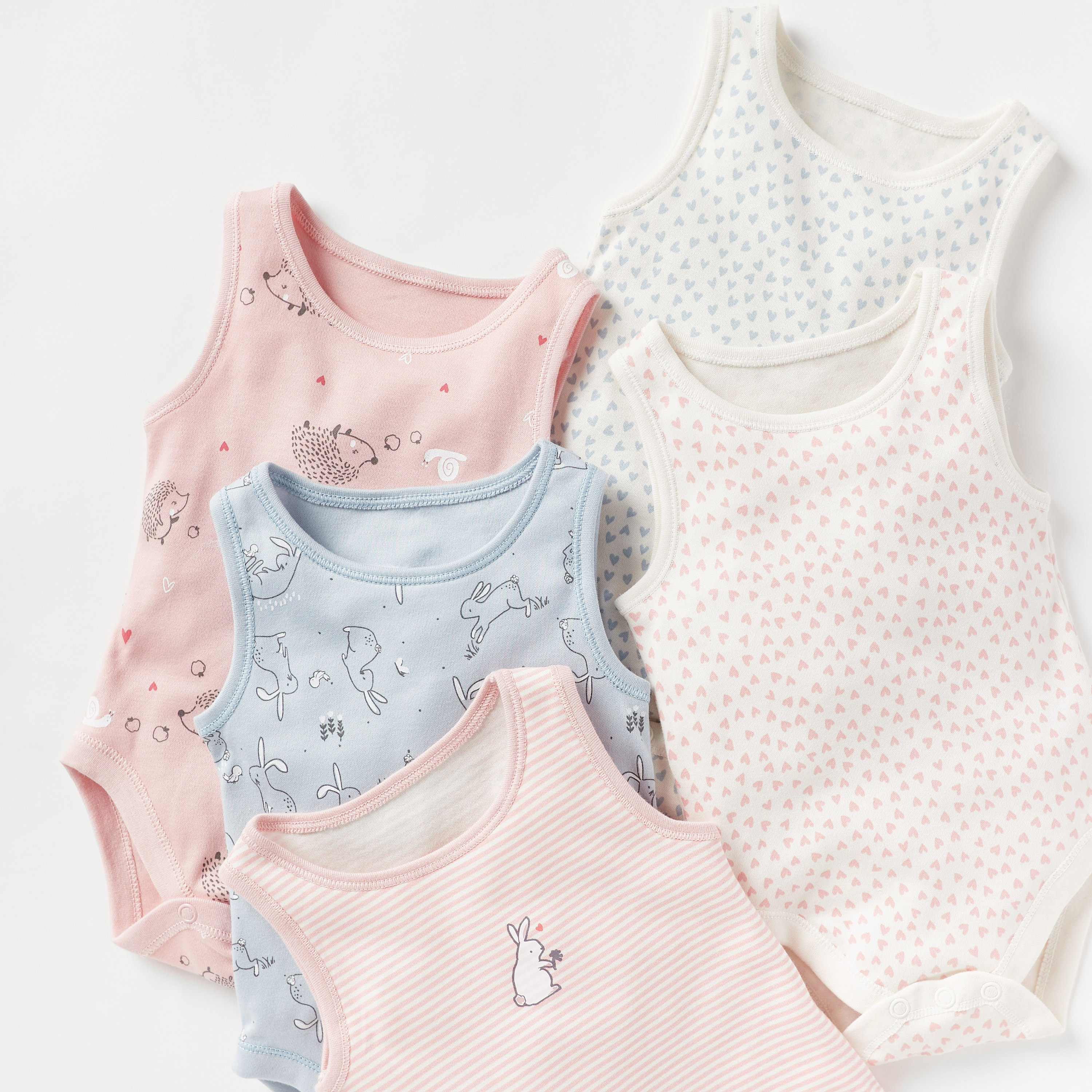 بودي سوت دون أكمام بطبعات من جونيورز - طقم من 5 قطع-baby-girls-clothing-bodysuits-image-3