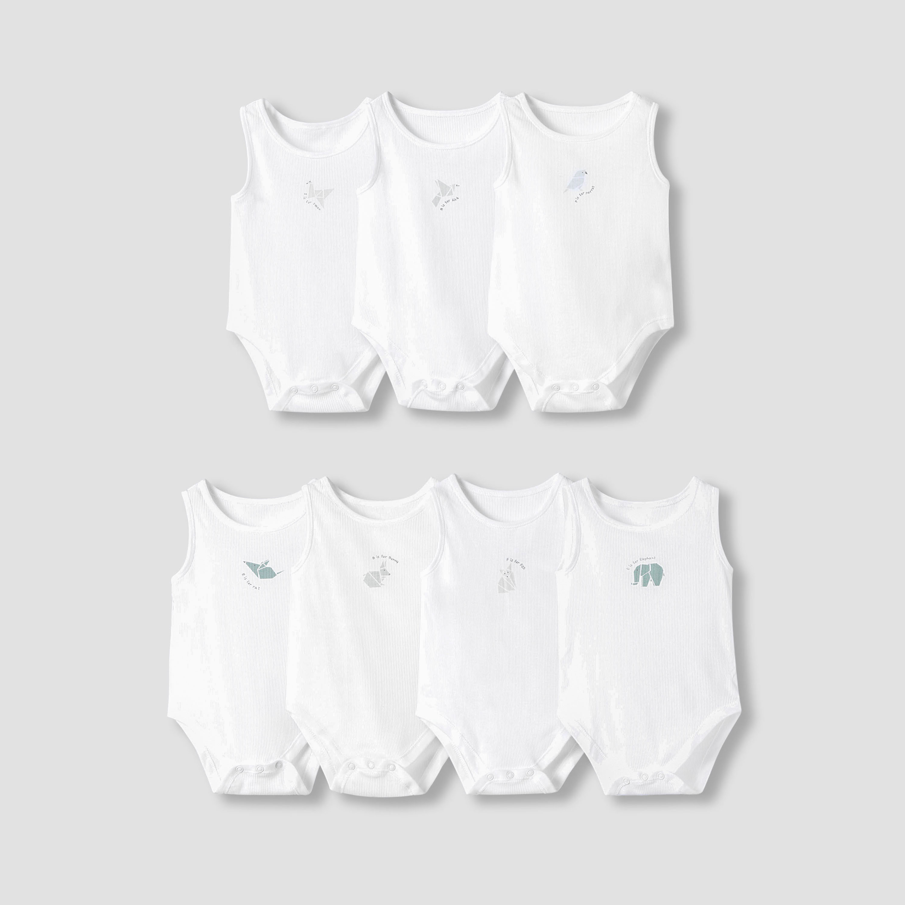 Juniors Round Neck Bodysuit with Snap Button Closure - Cotton - Sleeveless - Set of 7-baby-boys-clothing-bodysuits-image-1