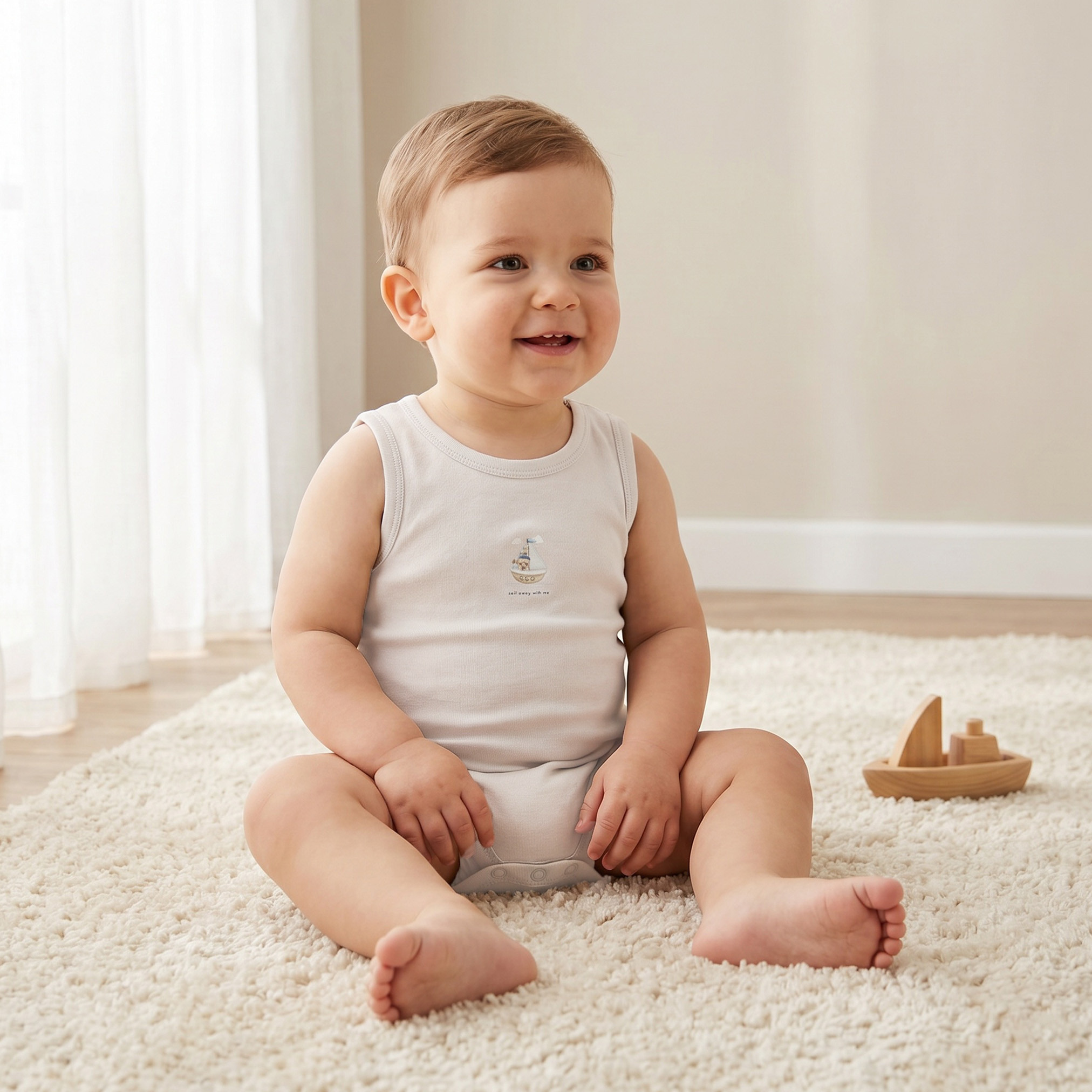 Pack of 7 Juniors Crew Neck Sleeveless Bodysuit with Snap Button Closure-baby-boys-clothing-bodysuits-image-2