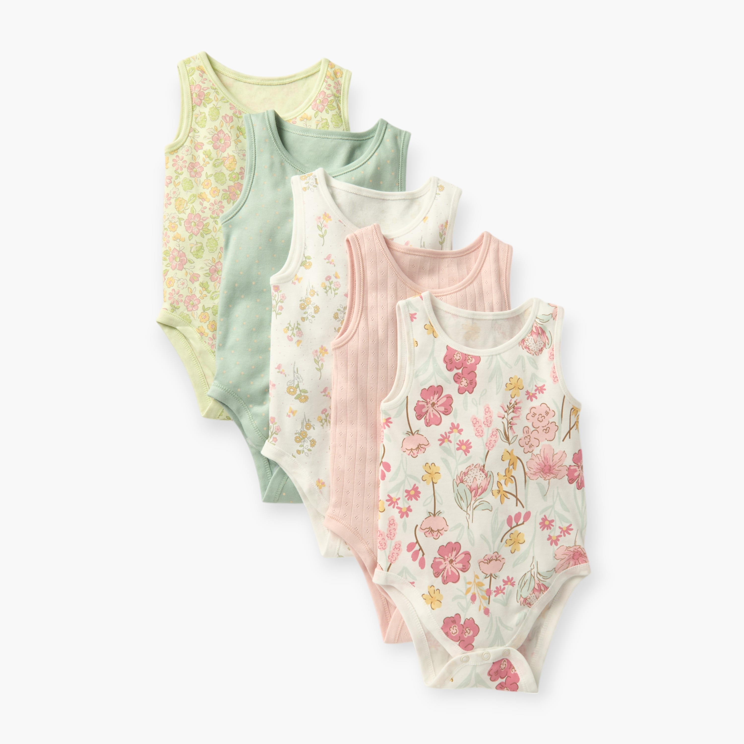 بودي سوت دون أكمام بأزرار إغلاق كبّاسة من جونيورز - طقم 5 قطع متنوعة-baby-girls-clothing-bodysuits-image-1