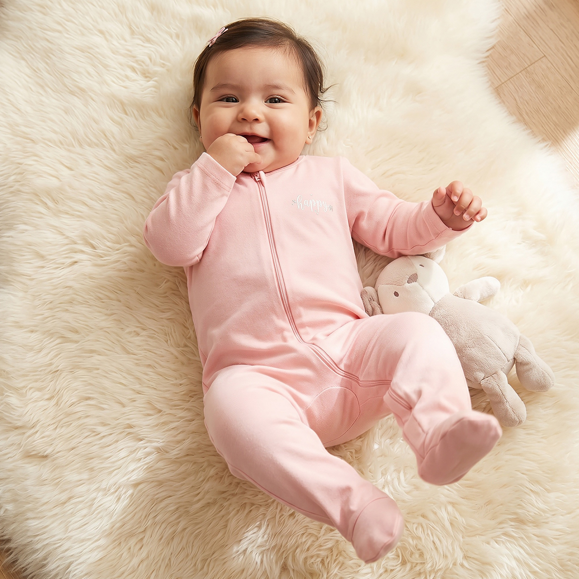 Pack of 3 Juniors Cotton Crew Neck Long Sleeve Sleepsuit with Zip Closure-baby-girls-clothing-nightwear-sleepsuits-image-3