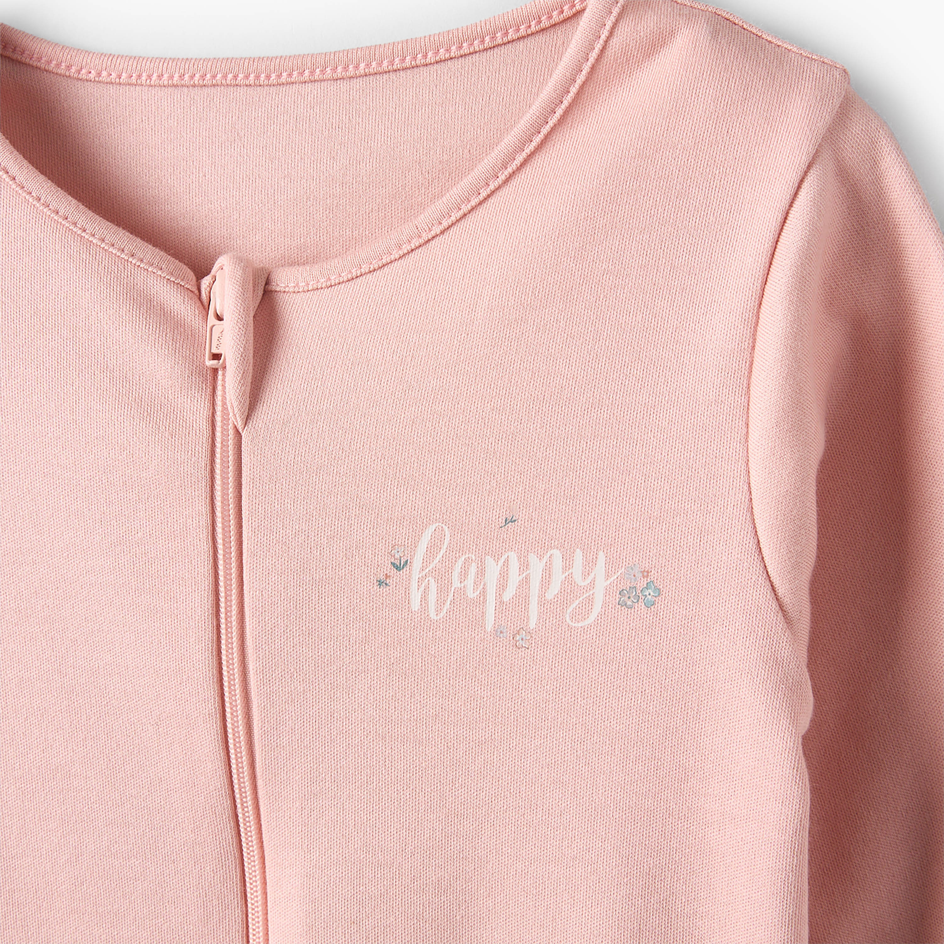Pack of 3 Juniors Cotton Crew Neck Long Sleeve Sleepsuit with Zip Closure-baby-girls-clothing-nightwear-sleepsuits-image-8