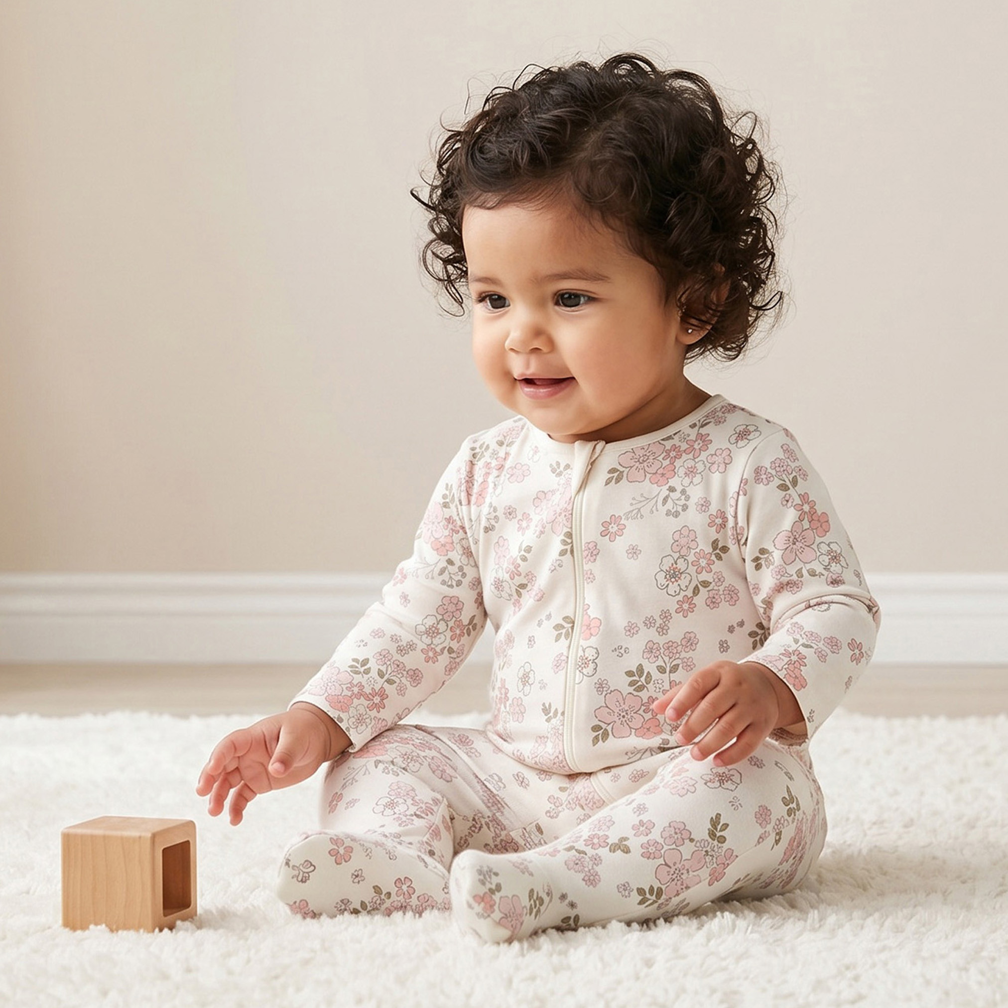 Pack of 3 Juniors Cotton Crew Neck Long Sleeve Sleepsuit with Zip Closure-baby-girls-clothing-nightwear-sleepsuits-image-2