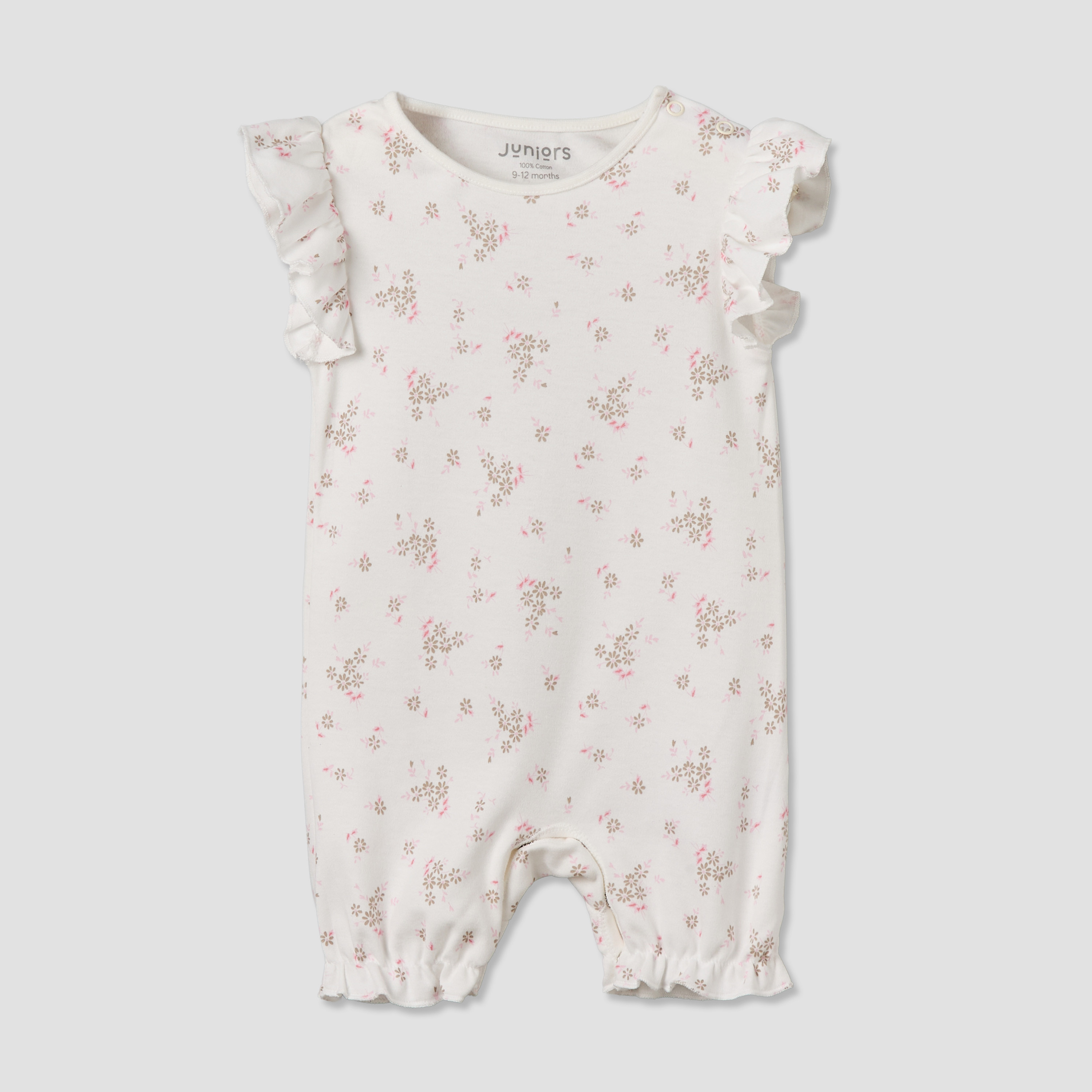 Pack of 3 Juniors Round Neck Short Sleeves Romper with Floral Print-baby-girls-clothing-rompers-image-2