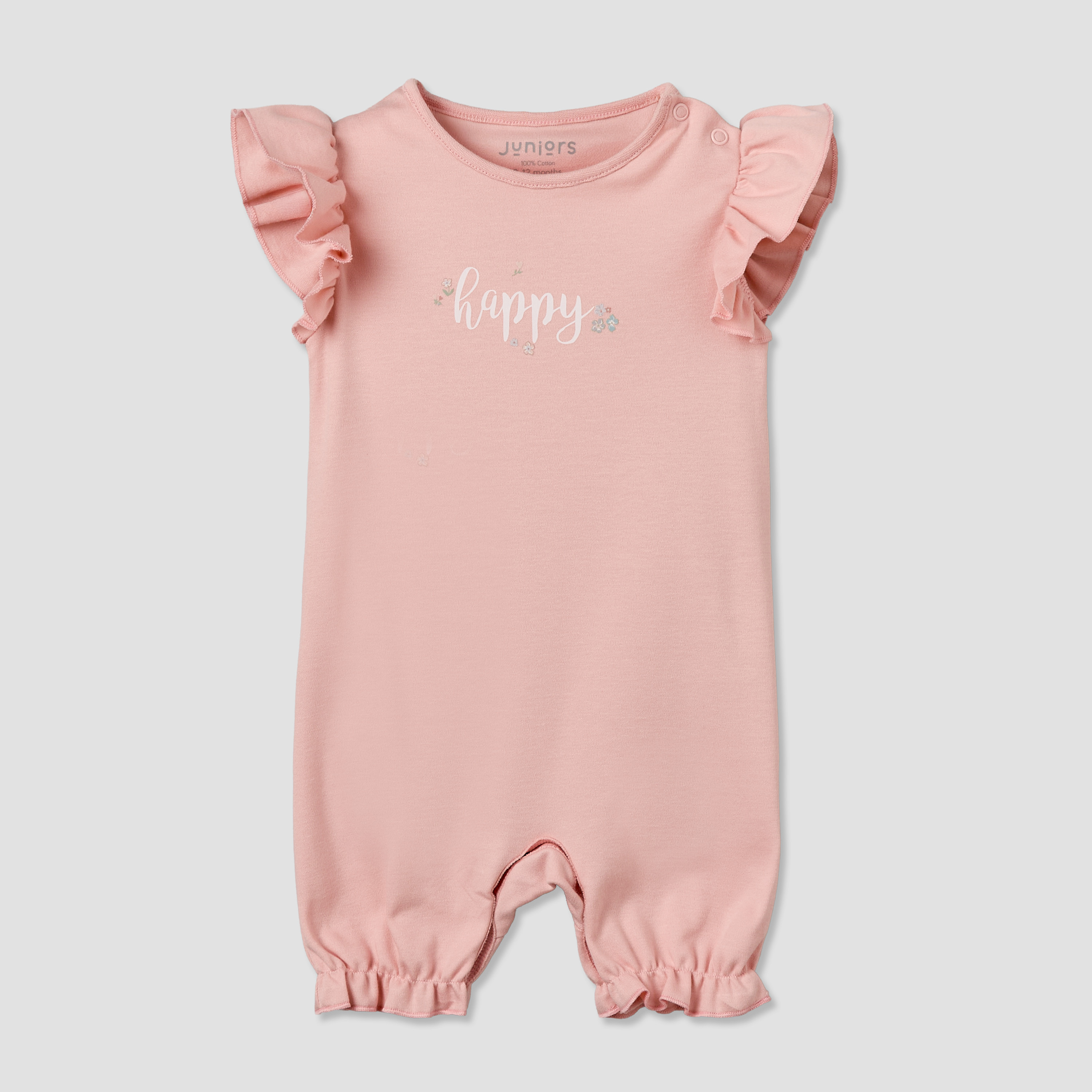 Pack of 3 Juniors Round Neck Short Sleeves Romper with Floral Print-baby-girls-clothing-rompers-image-3