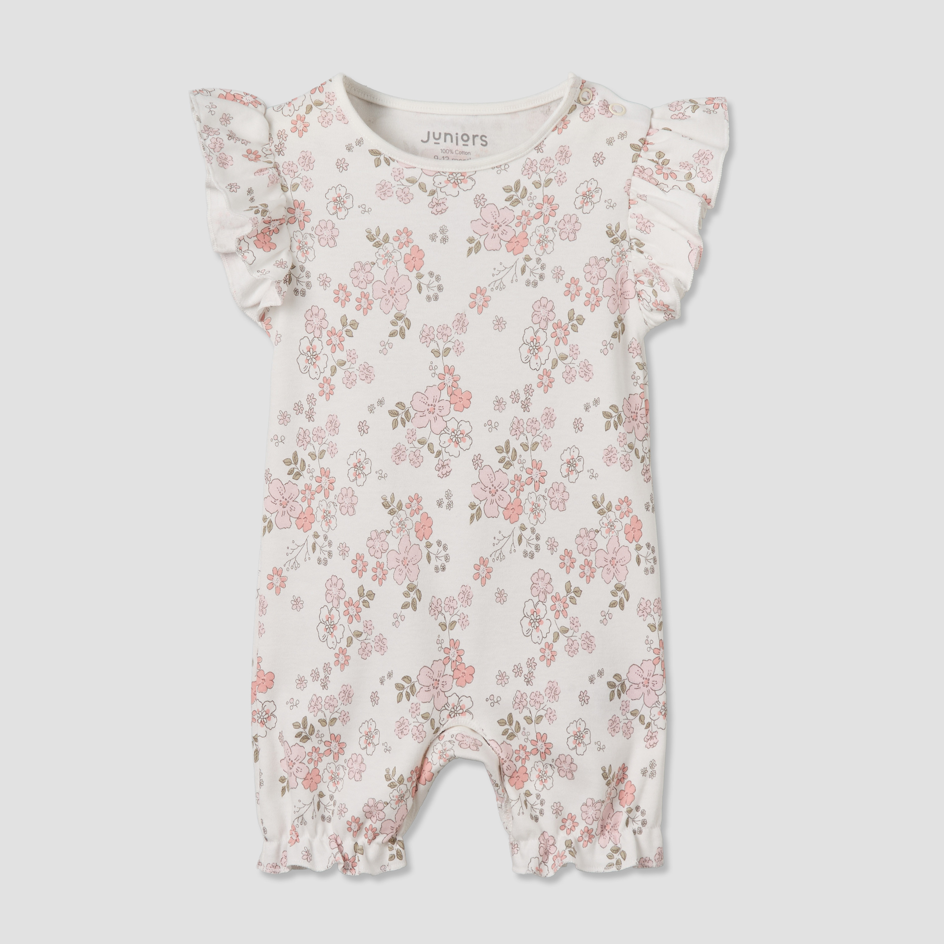 Pack of 3 Juniors Round Neck Short Sleeves Romper with Floral Print-baby-girls-clothing-rompers-image-4