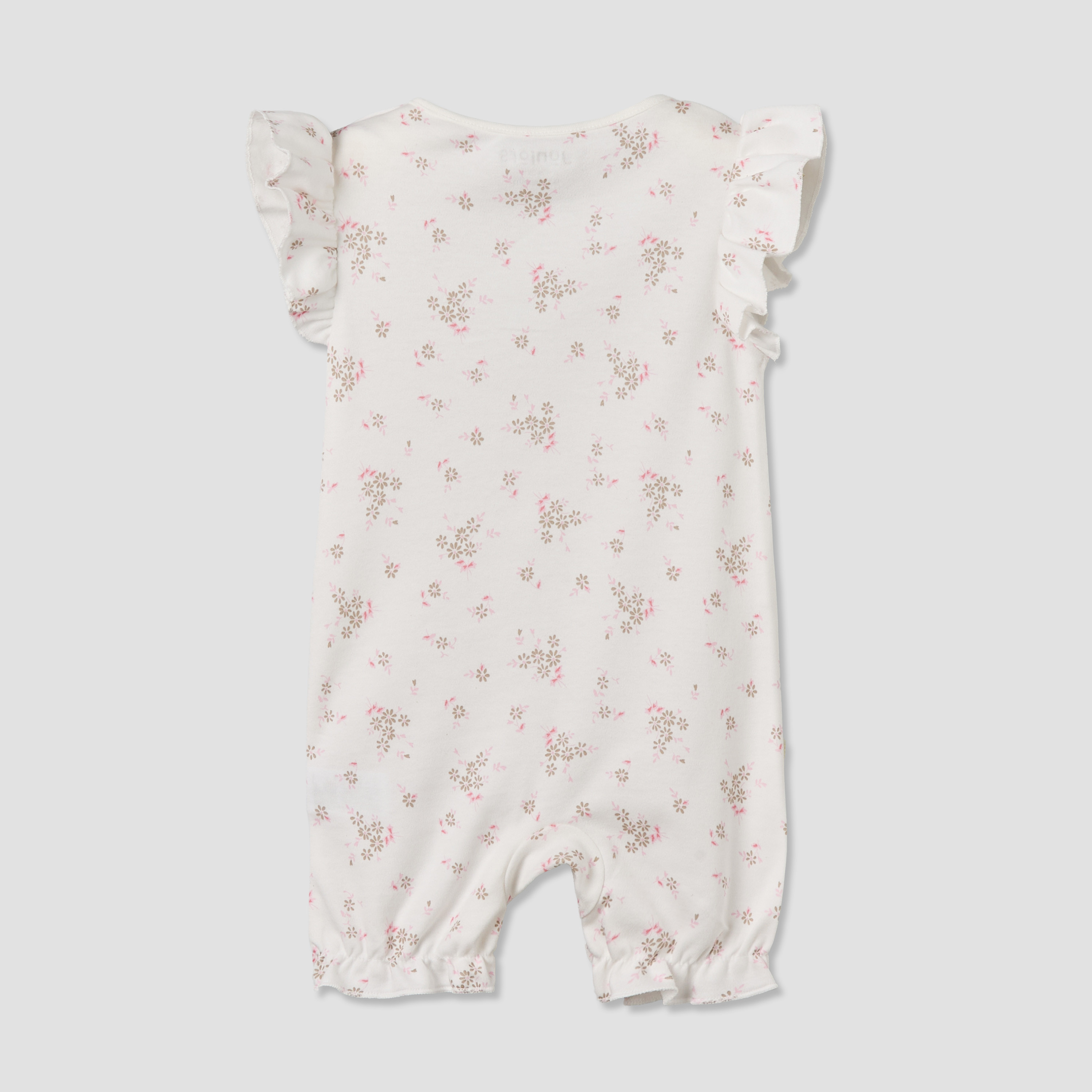 Pack of 3 Juniors Round Neck Short Sleeves Romper with Floral Print-baby-girls-clothing-rompers-image-5