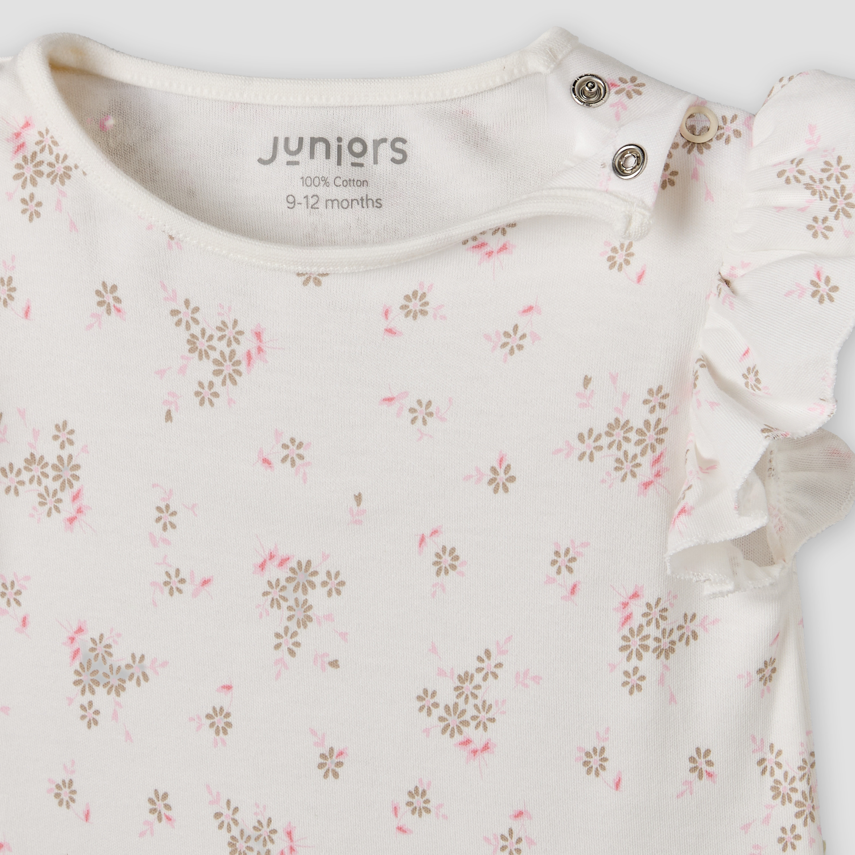 Pack of 3 Juniors Round Neck Short Sleeves Romper with Floral Print-baby-girls-clothing-rompers-image-6