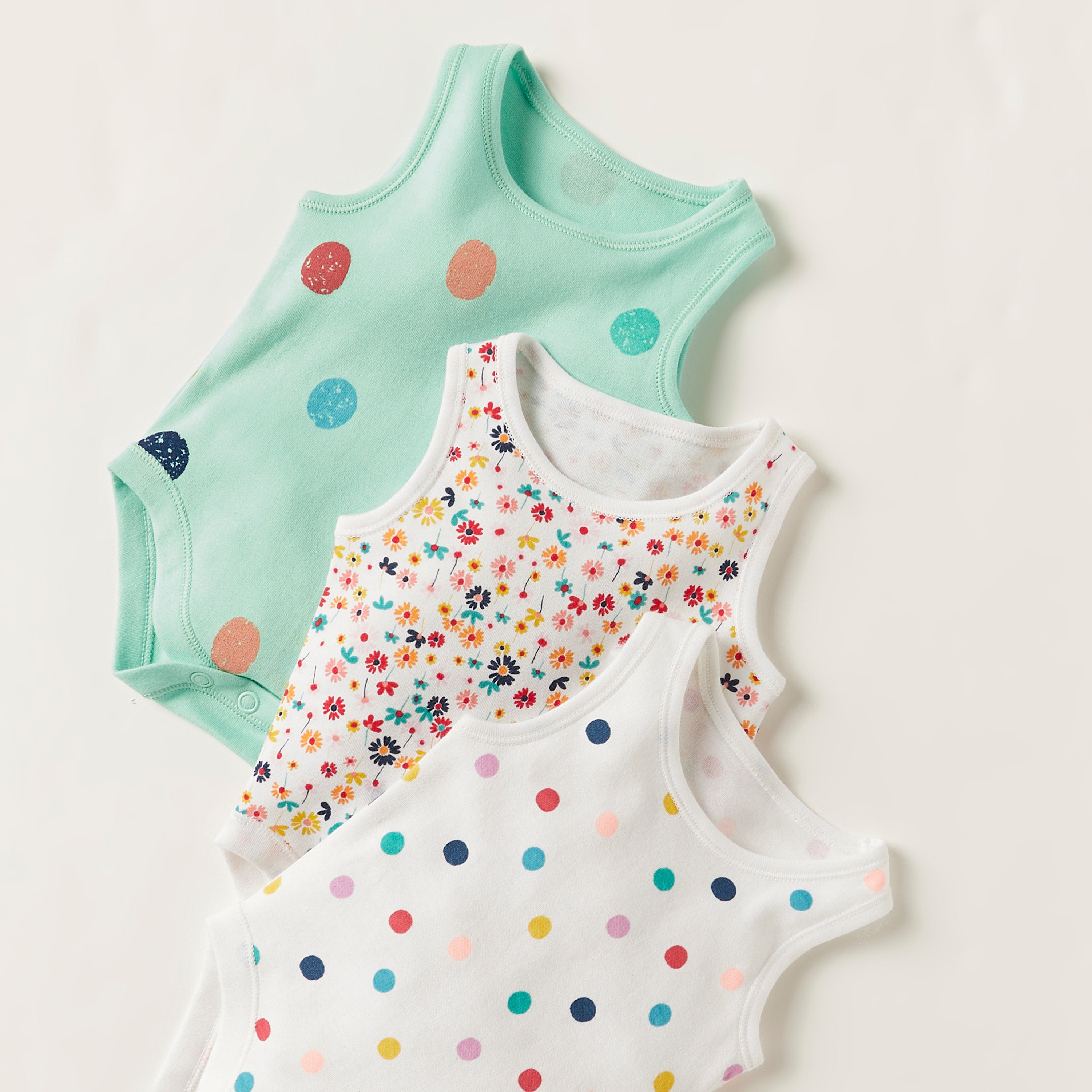 Juniors All-Over Printed Bodysuit with Round Neck - Set of 5-baby-girls-clothing-bodysuits-image-3