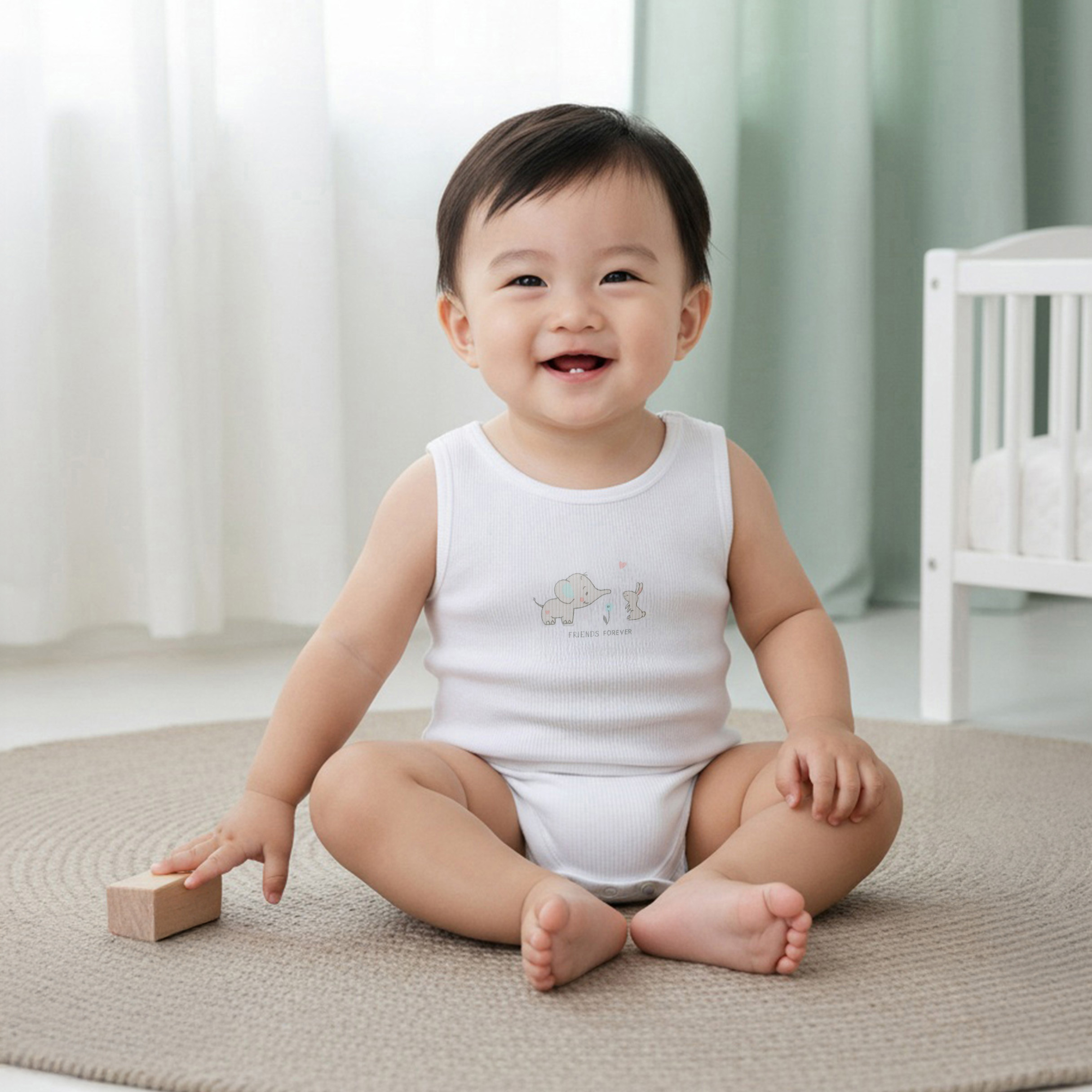 Juniors Round Neck Bodysuit with Snap Button Closure - Cotton - Sleeveless - Set of 7-baby-boys-clothing-bodysuits-image-12