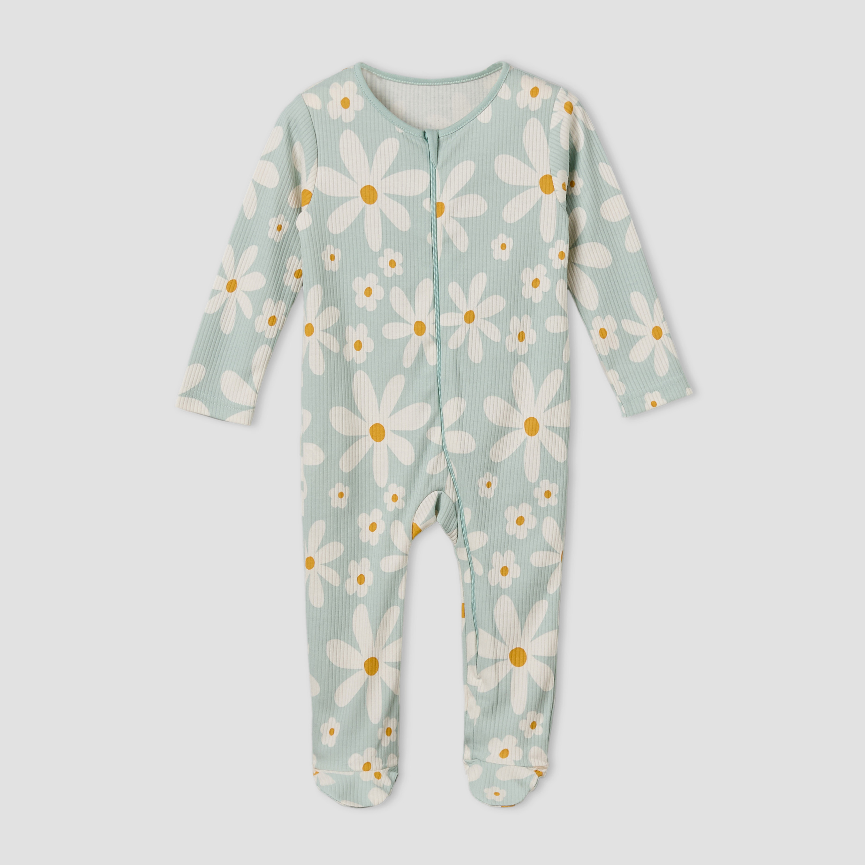 Pack of 3 Juniors Cotton Round Neck Long Sleeves Sleepsuit with Zip Closure-baby-girls-clothing-nightwear-sleepsuits-image-4