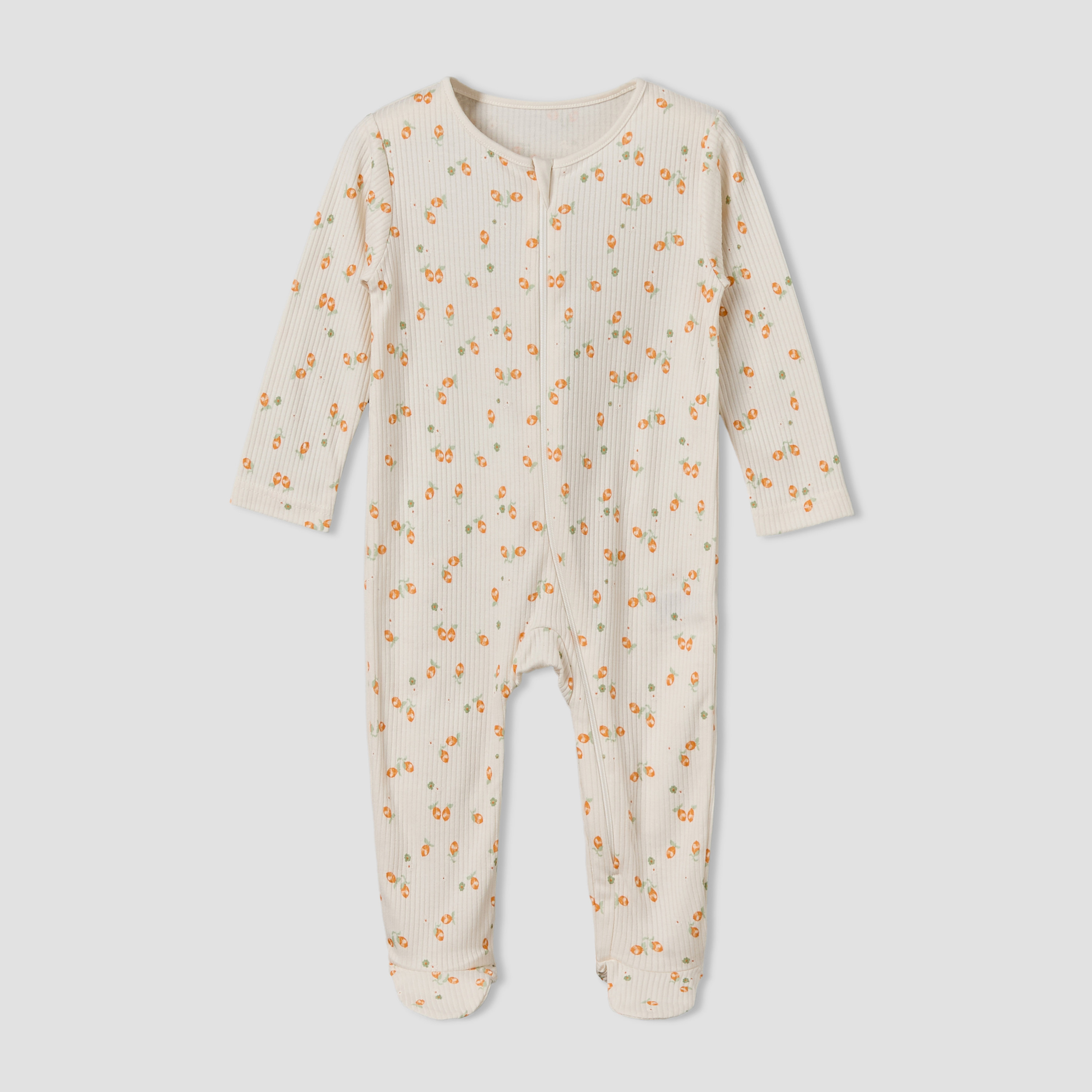 Pack of 3 Juniors Cotton Round Neck Long Sleeves Sleepsuit with Zip Closure-baby-girls-clothing-nightwear-sleepsuits-image-8