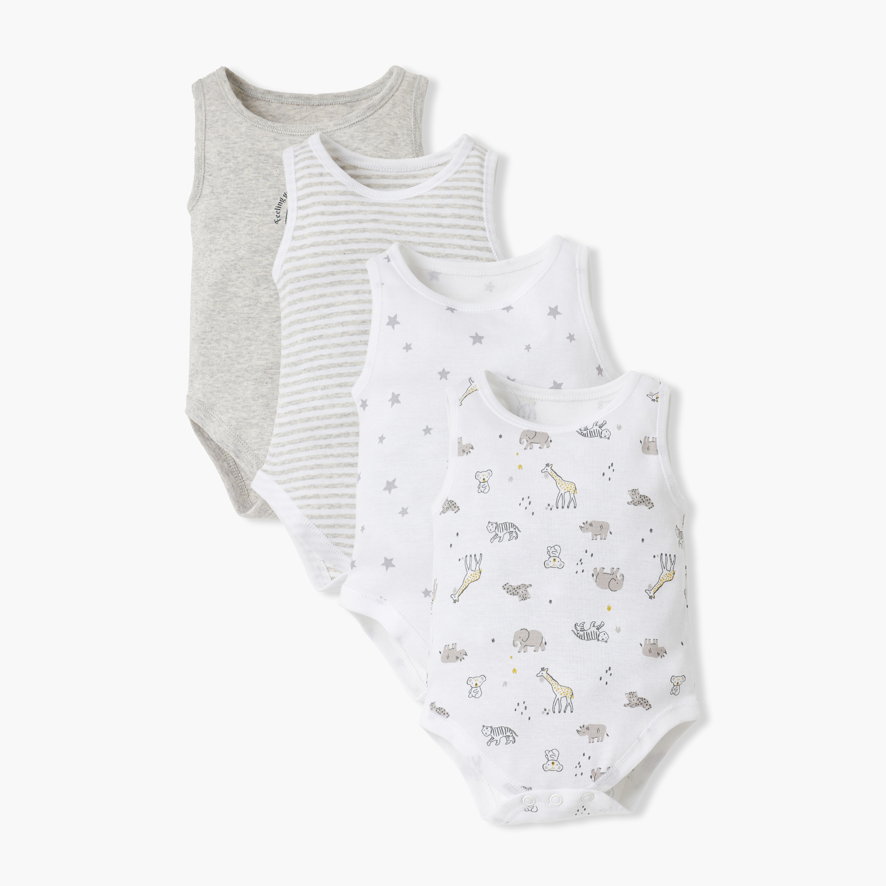 Juniors Printed Sleeveless Bodysuit - Set of 4-baby-boys-clothing-bodysuits-image-1