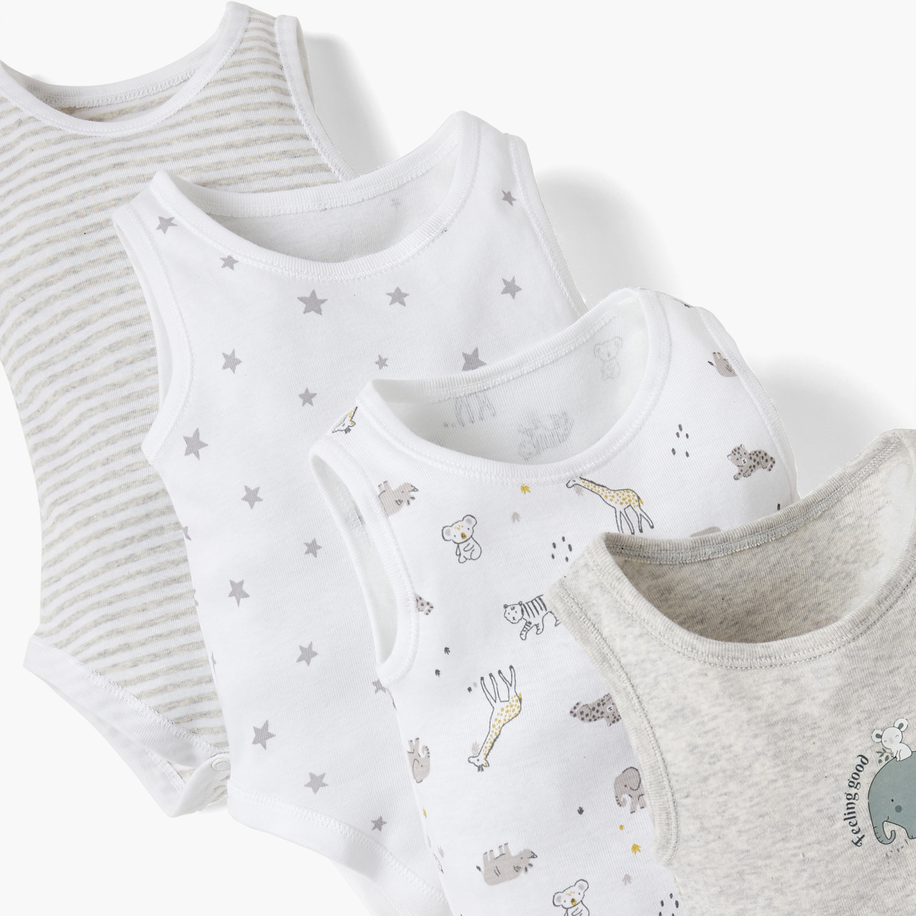 Juniors Printed Sleeveless Bodysuit - Set of 4-baby-boys-clothing-bodysuits-image-9