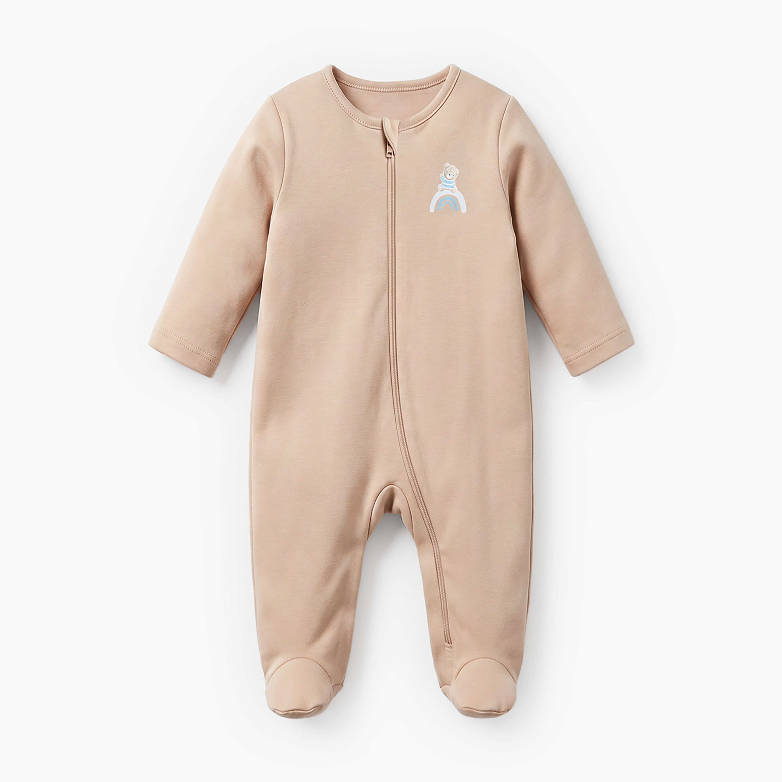 Pack of 3 Juniors Cotton Round Neck Long Sleeves Sleepsuit with Zip Closure-baby-boys-clothing-nightwear-sleepsuits-image-4
