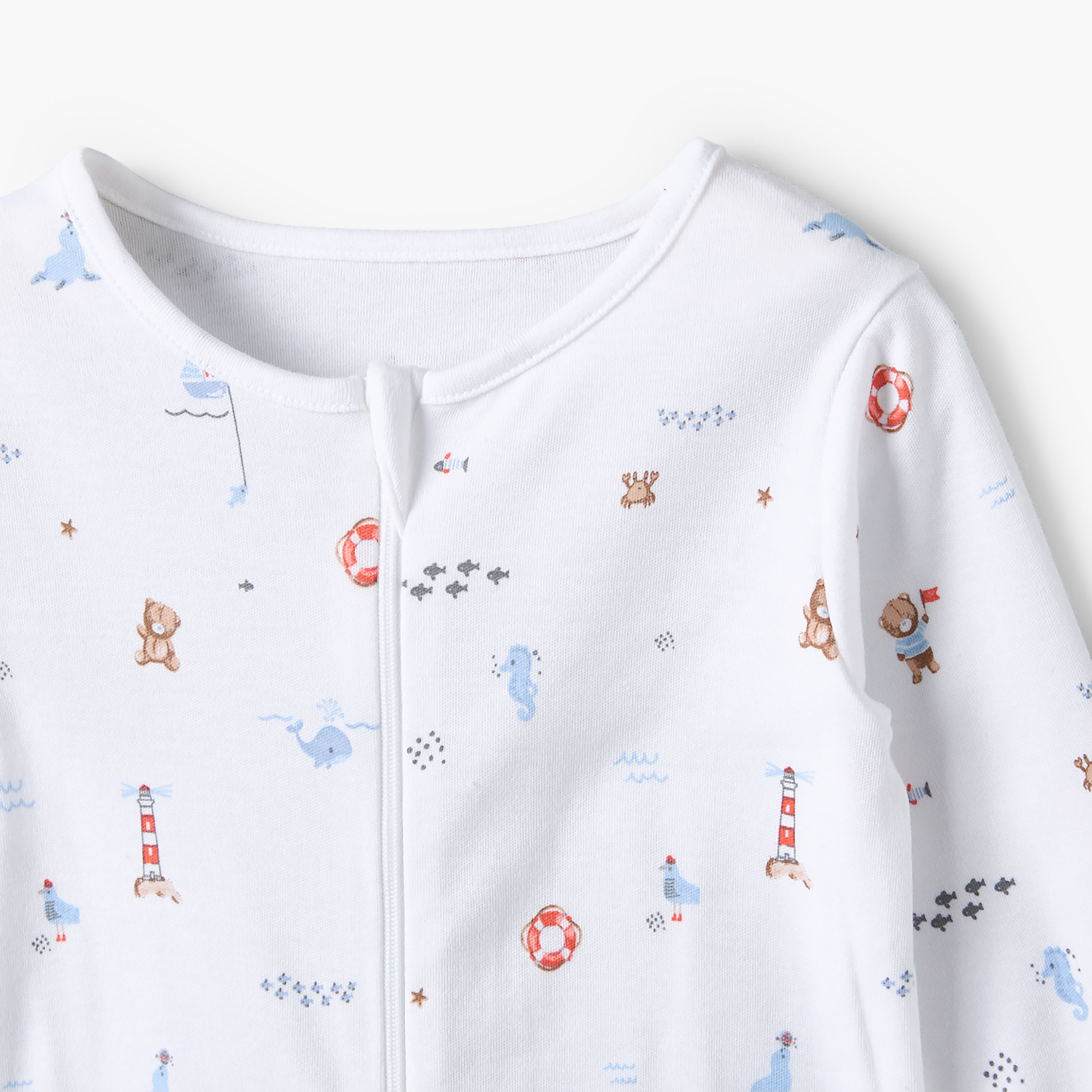 Pack of 3 Juniors Cotton Round Neck Long Sleeves Sleepsuit with Zip Closure-baby-boys-clothing-nightwear-sleepsuits-image-7