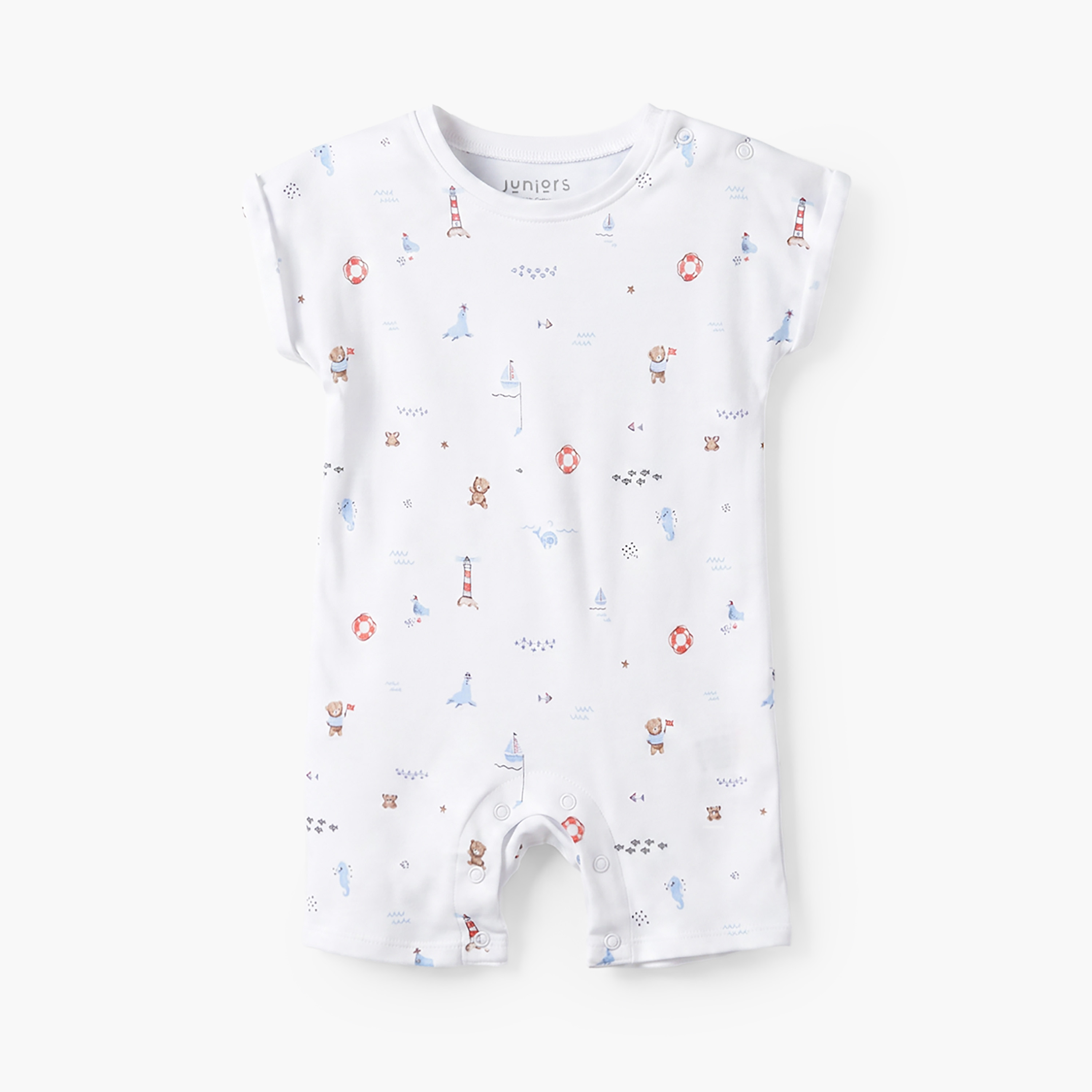 Pack of 3 Crew Neck Short Sleeves Romper with Teddy Bear Print-baby-boys-clothing-rompers-image-3
