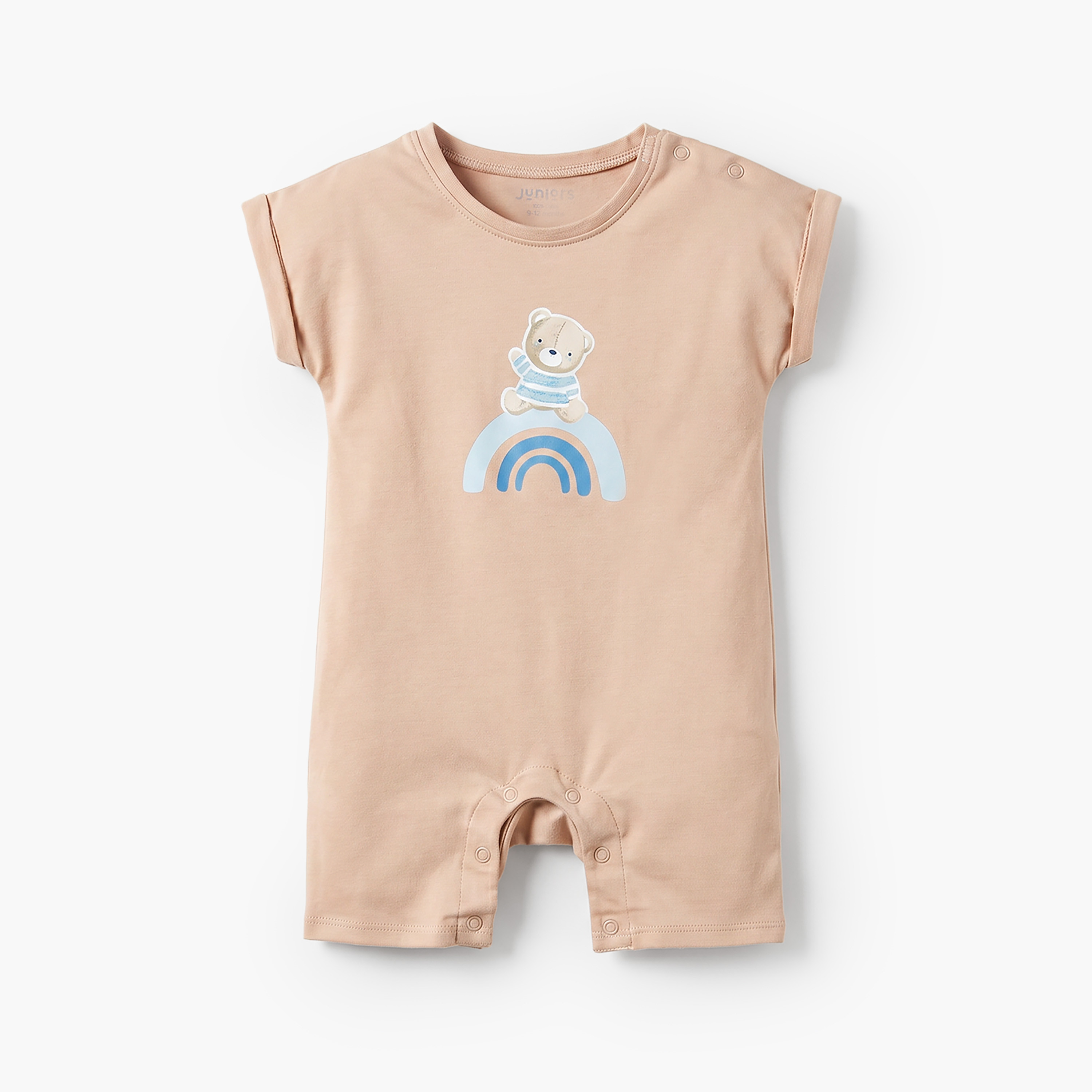 Pack of 3 Crew Neck Short Sleeves Romper with Teddy Bear Print-baby-boys-clothing-rompers-image-4