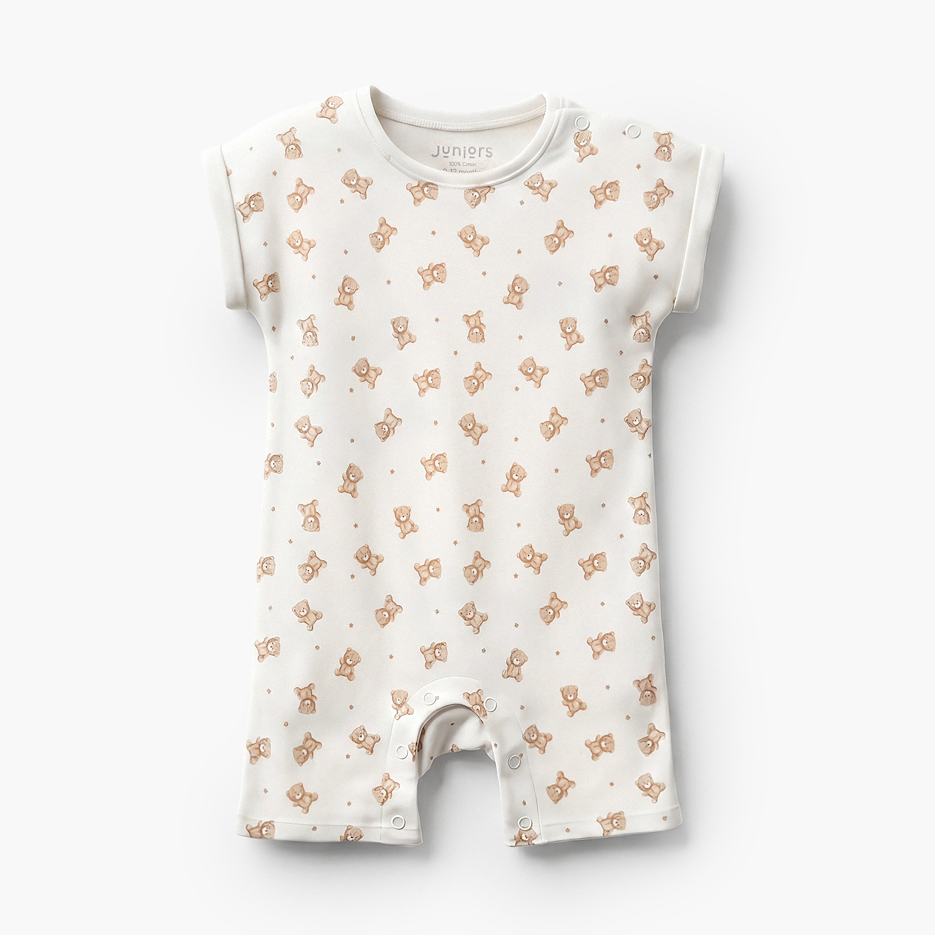 Pack of 3 Crew Neck Short Sleeves Romper with Teddy Bear Print-baby-boys-clothing-rompers-image-5