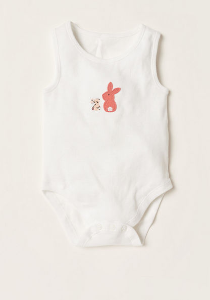 Juniors Printed Sleeveless Bodysuit with Snap Button Closure - Set of 5