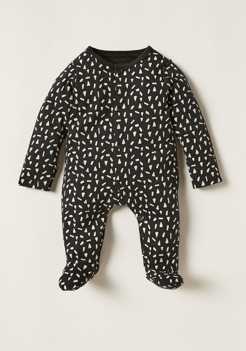 Juniors Printed Long Sleeves Sleepsuit with Snap Button Closure - Set of 3-Multipacks-image-1