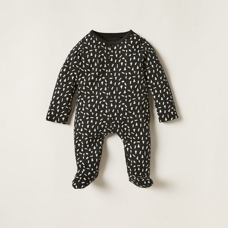 Juniors Printed Long Sleeves Sleepsuit with Snap Button Closure - Set of 3