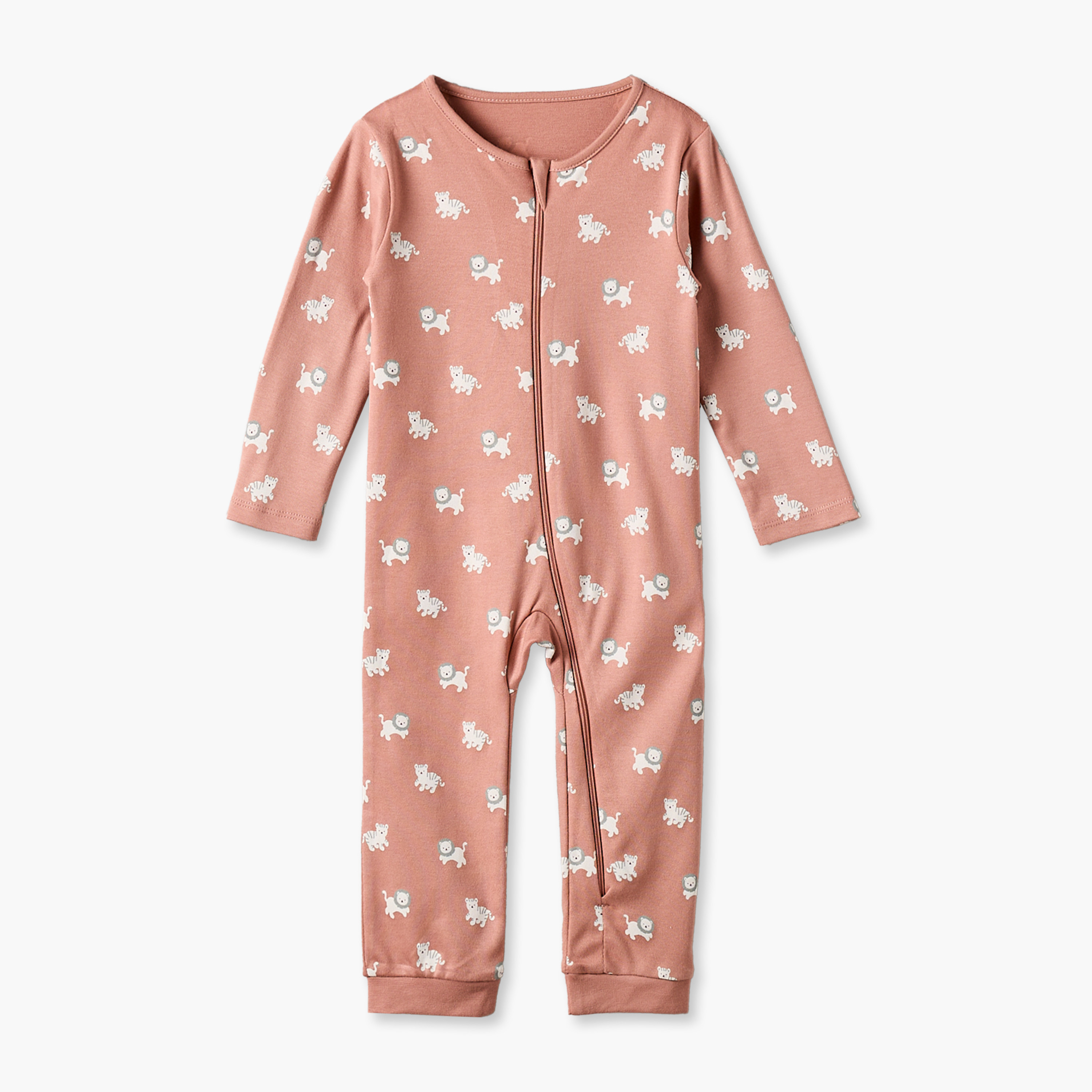 طقم بدلات نوم قطنية بياقة مستديرة وأكمام طويلة وطبعات زهرية من جونيورز - 3 قطع-baby-girls-clothing-nightwear-sleepsuits-image-2