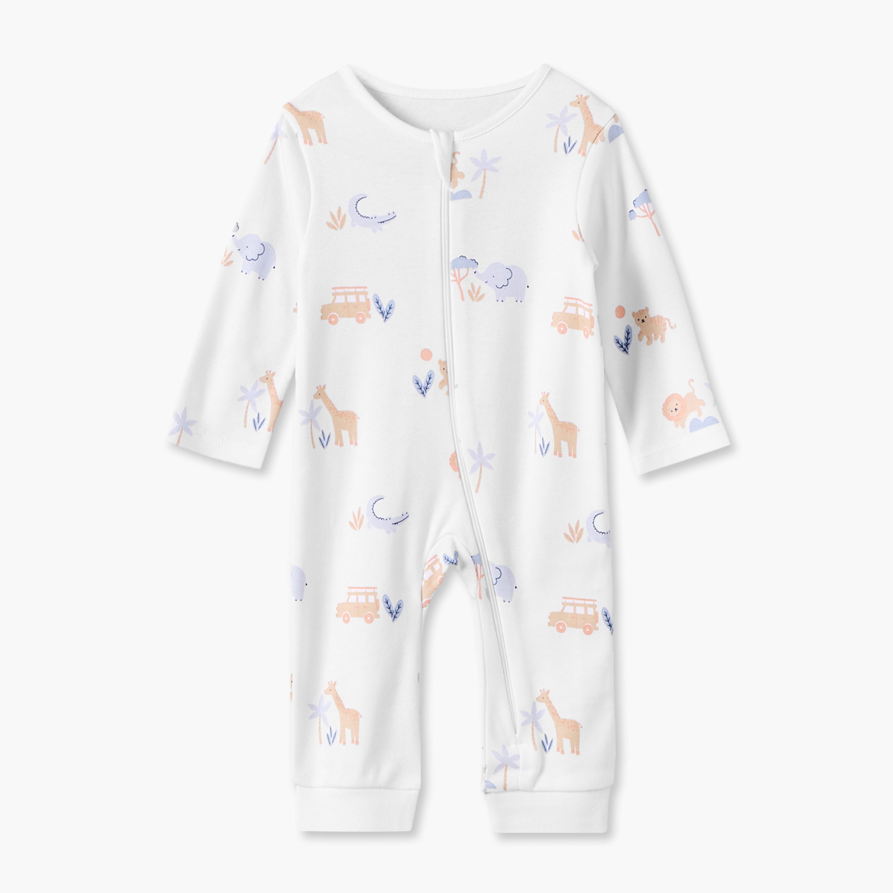 Pack of 3 Juniors Cotton Crew Neck Long Sleeves Sleepsuit with Safari Print-baby-boys-clothing-nightwear-sleepsuits-image-4