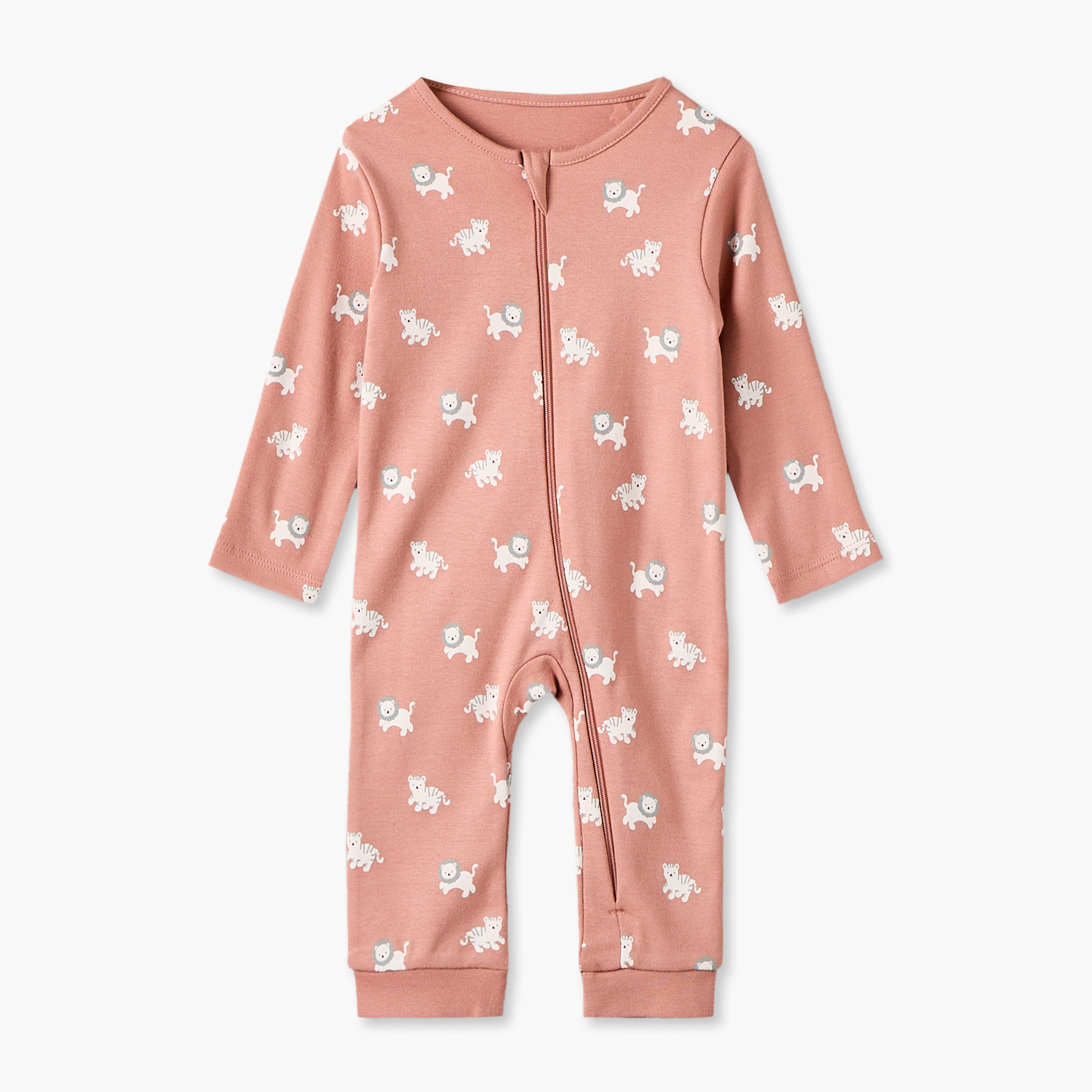 Pack of 3 Juniors Cotton Crew Neck Long Sleeves Sleepsuit with Safari Print-baby-boys-clothing-nightwear-sleepsuits-image-5