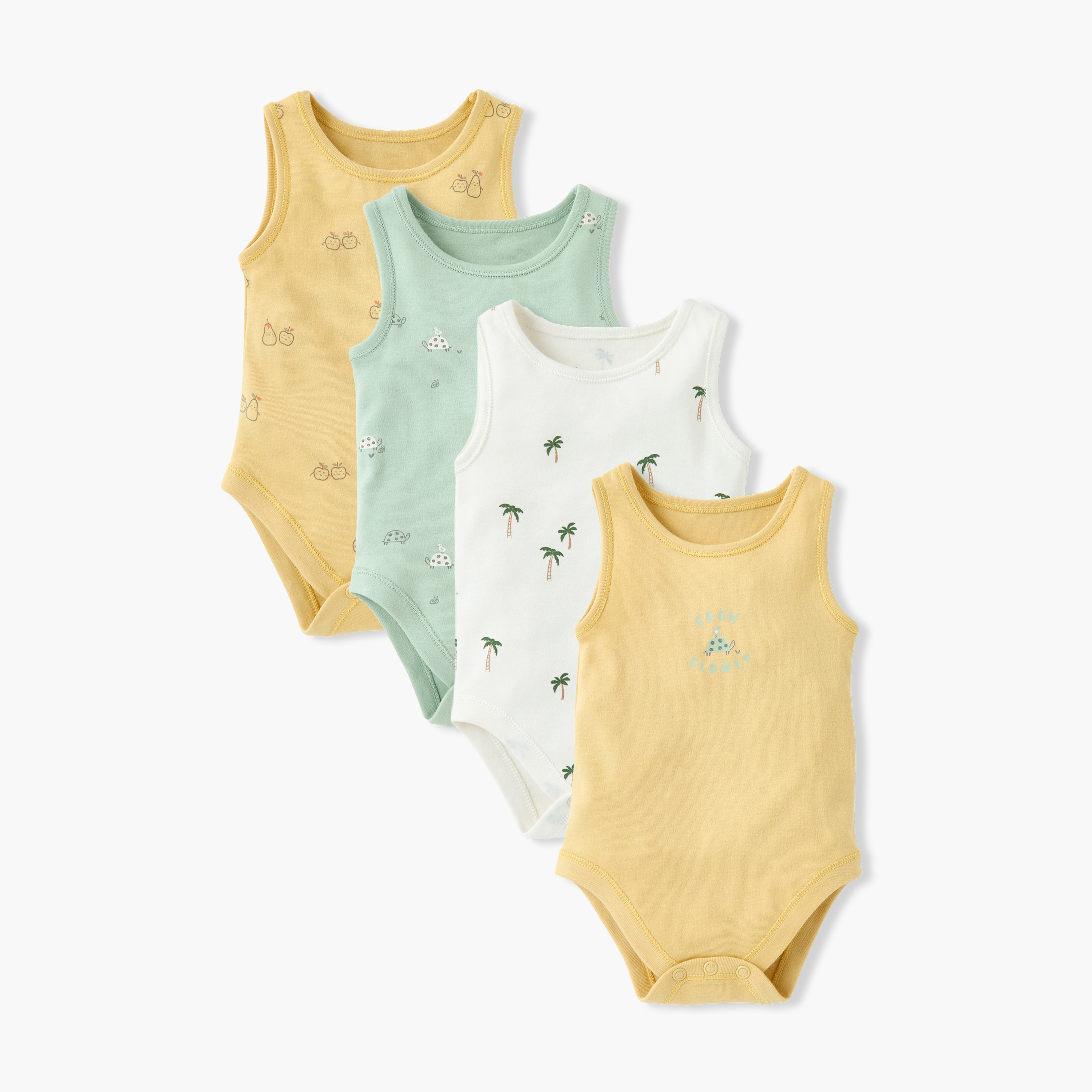 Juniors Printed Sleeveless Bodysuit - Set of 4-baby-boys-clothing-bodysuits-image-1