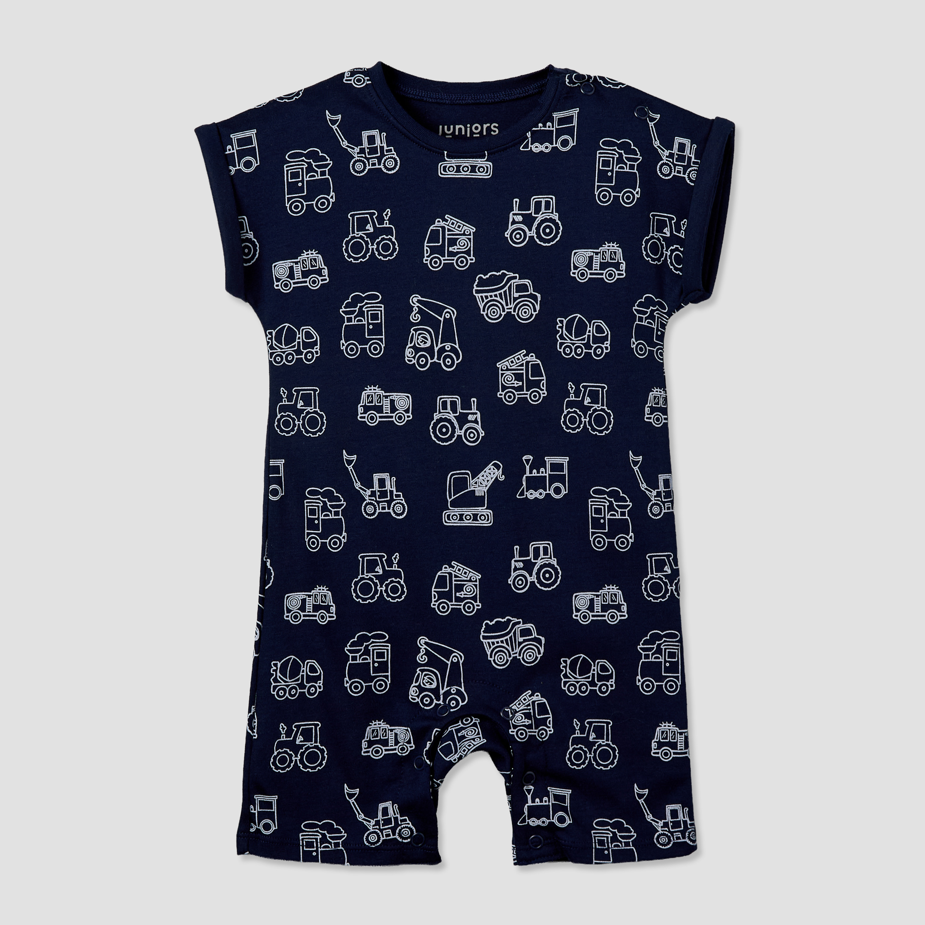 Pack of 3 Juniors Crew Neck Short Sleeves Romper with Vehicle Print-baby-boys-clothing-rompers-image-4