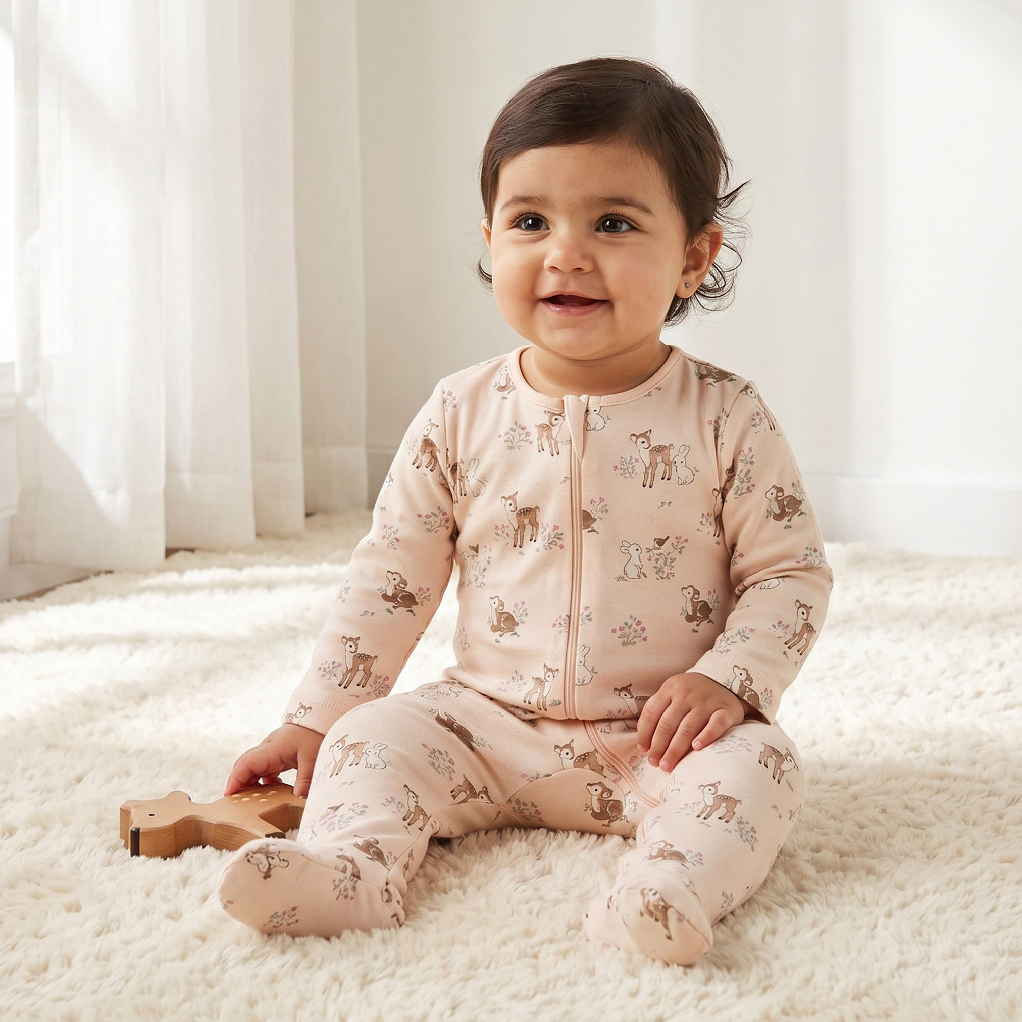 Pack of 5 Juniors Cotton Round Neck Long Sleeves Sleepsuit with Assorted Print-baby-girls-clothing-nightwear-sleepsuits-image-2
