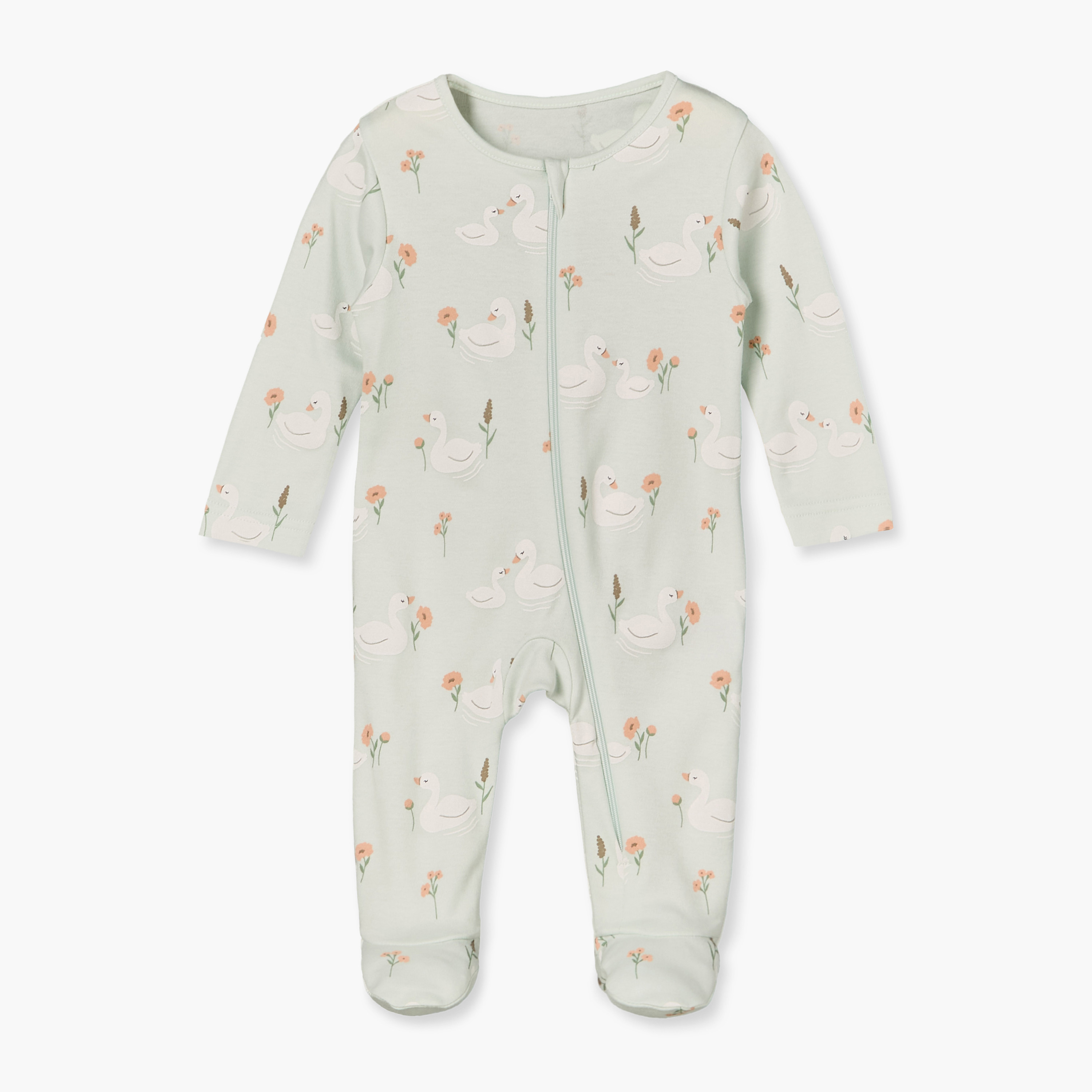 بدلة نوم قطن بياقة ضيقة وأكمام طويلة وسحاب إغلاق من جونيورز - عبوة من 3 قطع-baby-girls-clothing-nightwear-sleepsuits-image-3