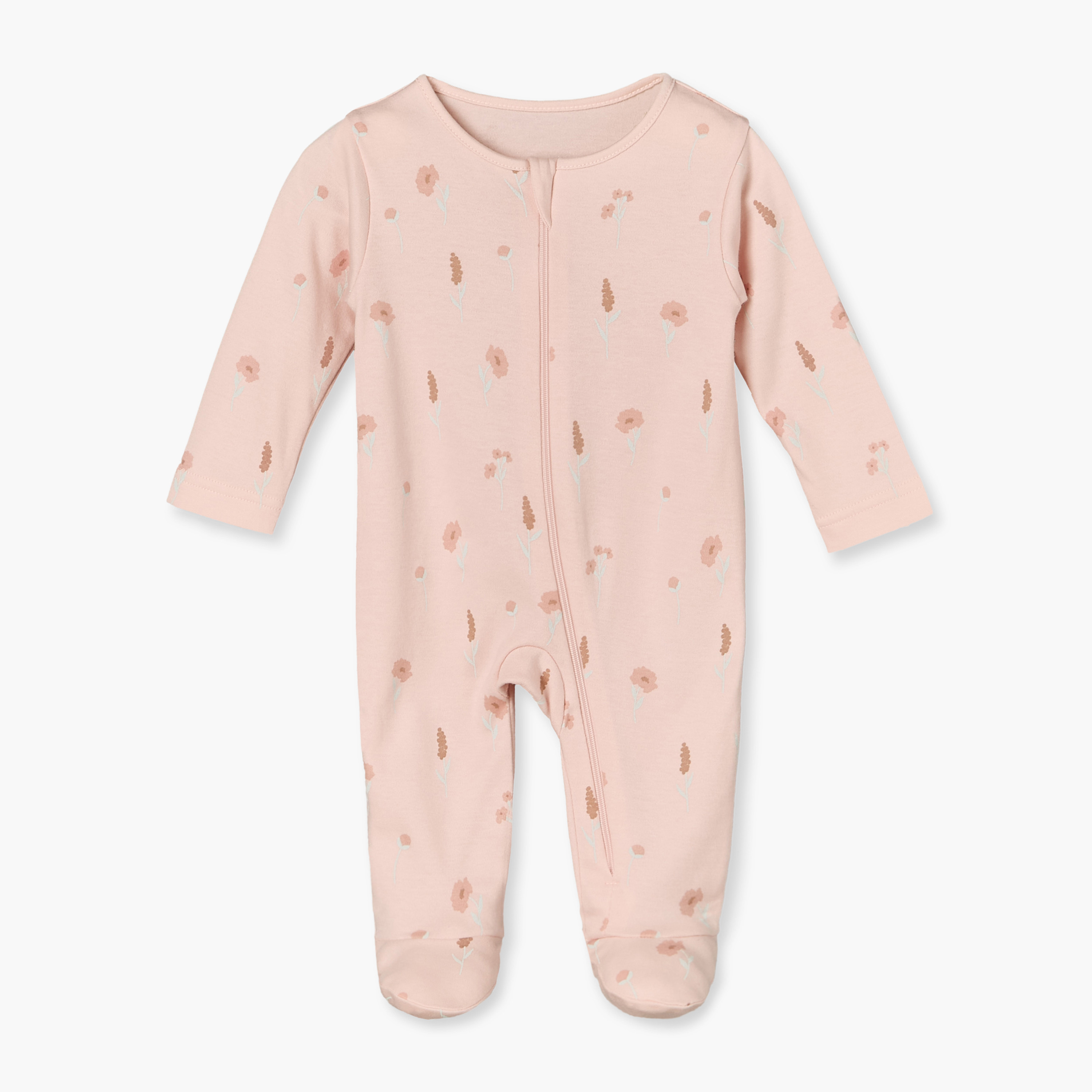 بدلة نوم قطن بياقة ضيقة وأكمام طويلة وسحاب إغلاق من جونيورز - عبوة من 3 قطع-baby-girls-clothing-nightwear-sleepsuits-image-4