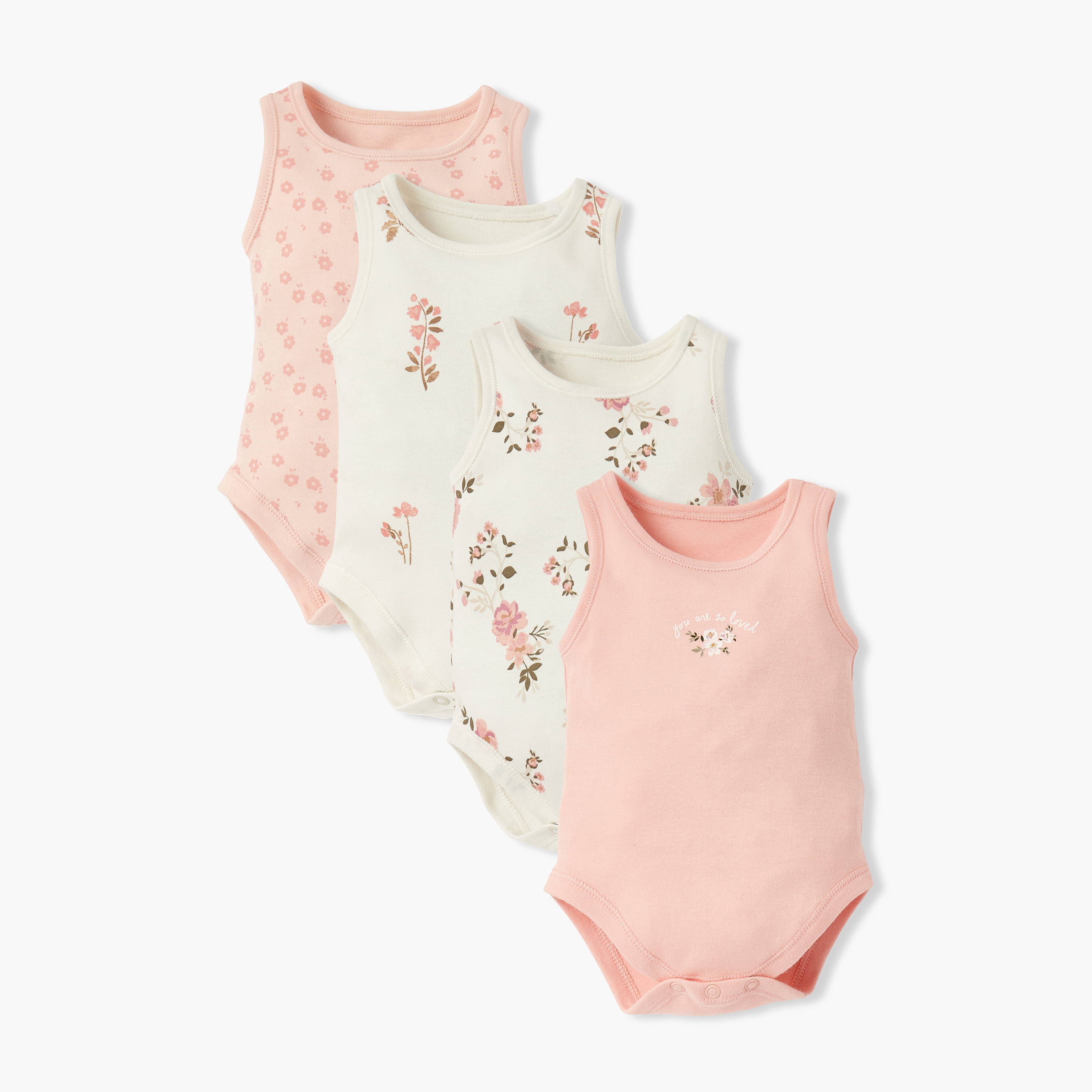 Juniors Printed Sleeveless Bodysuit - Set of 4-baby-girls-clothing-bodysuits-image-1