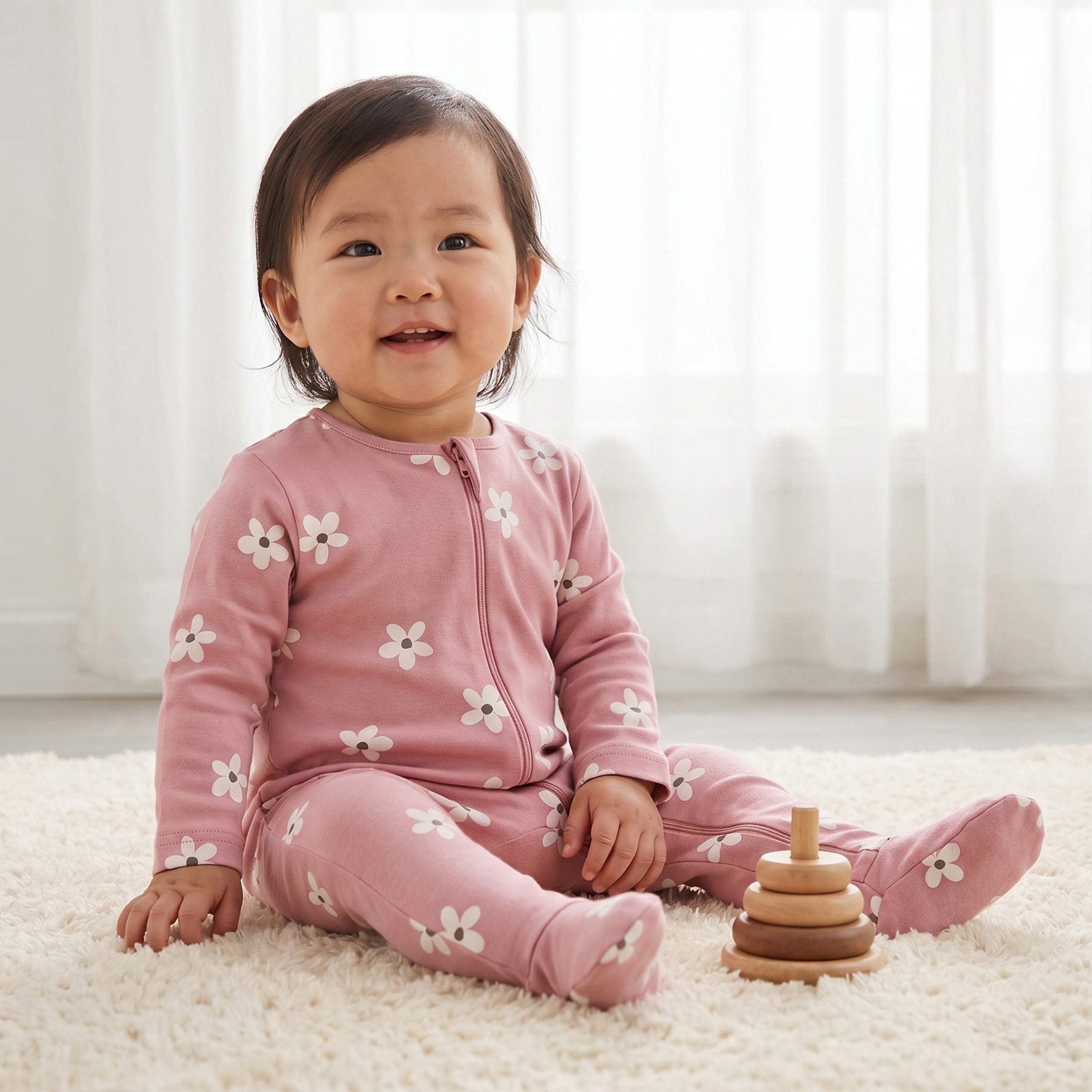 Pack of 5 Juniors Cotton Crew Neck Long Sleeve Sleepsuit with Zip Closure-baby-girls-clothing-nightwear-sleepsuits-image-2