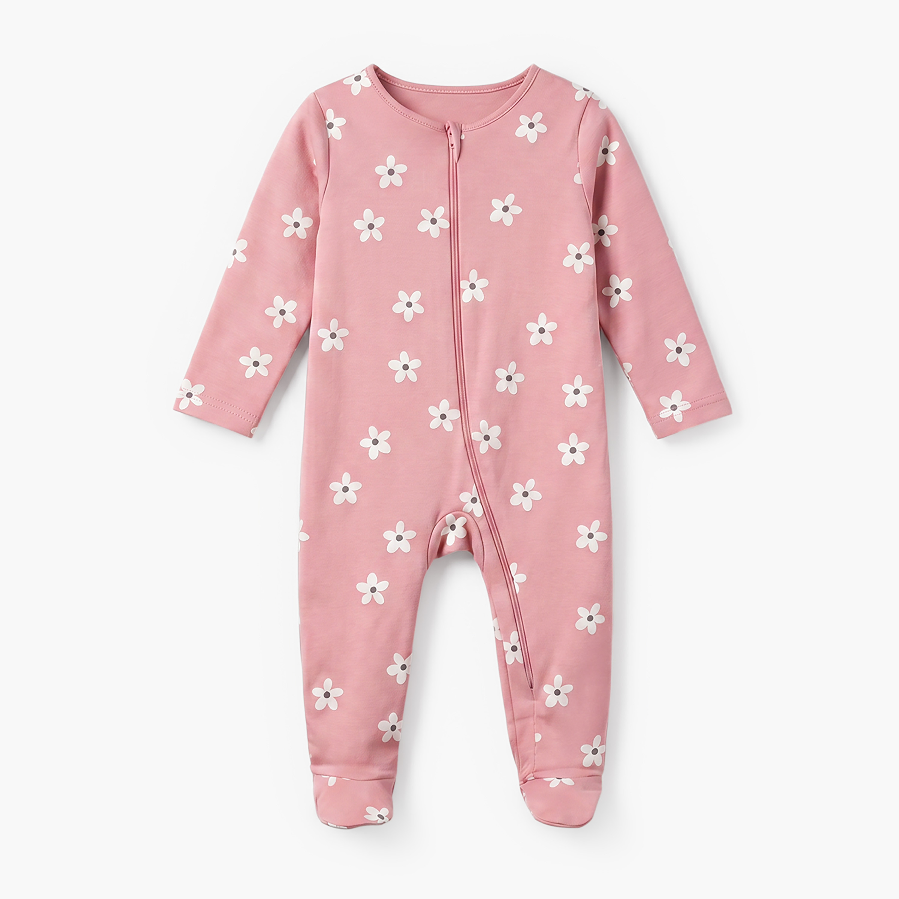 Pack of 5 Juniors Cotton Crew Neck Long Sleeve Sleepsuit with Zip Closure-baby-girls-clothing-nightwear-sleepsuits-image-7