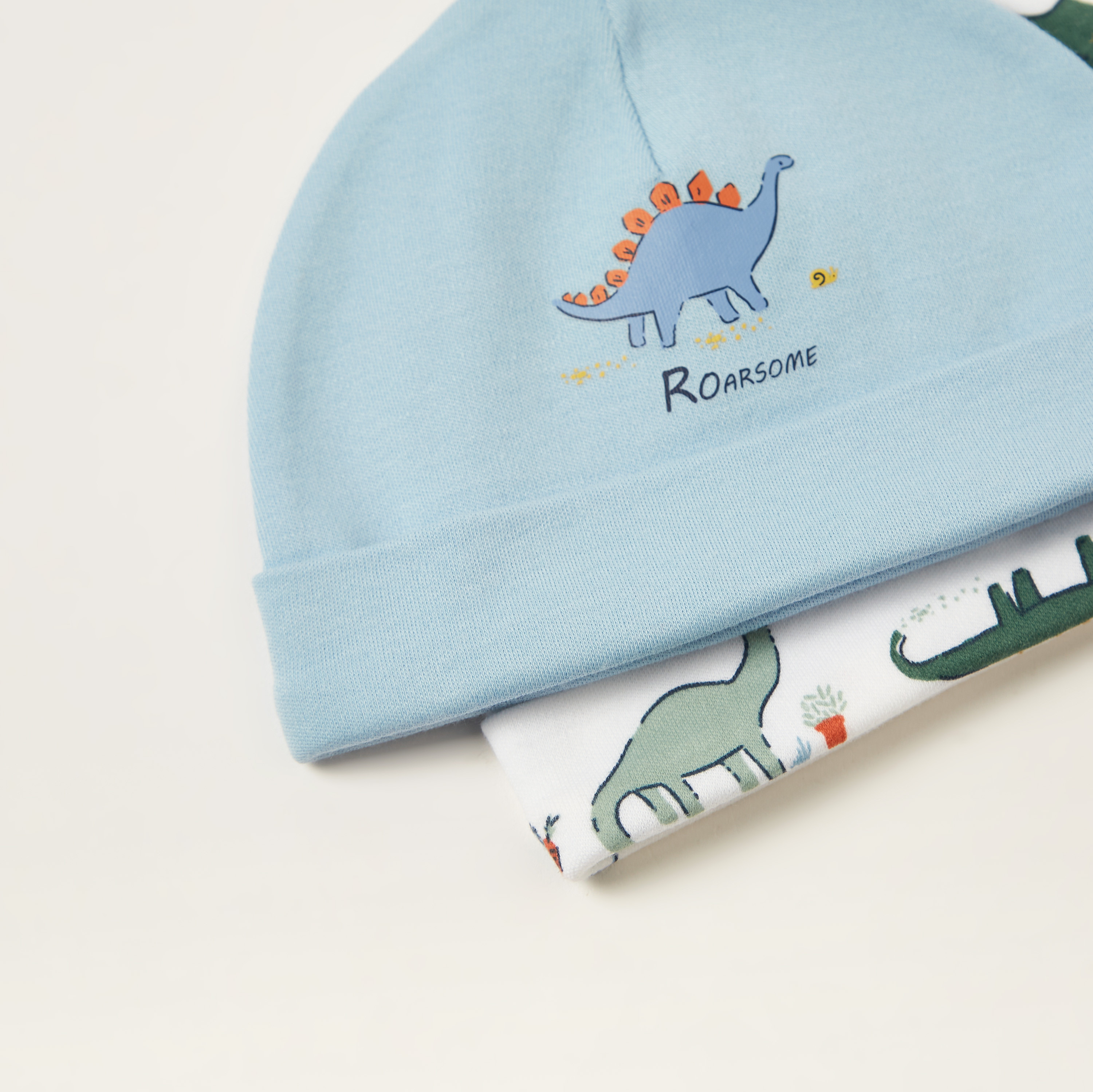 Juniors Dinosaur Print Cap - Set of 2-baby-boys-accessories-caps-image-2
