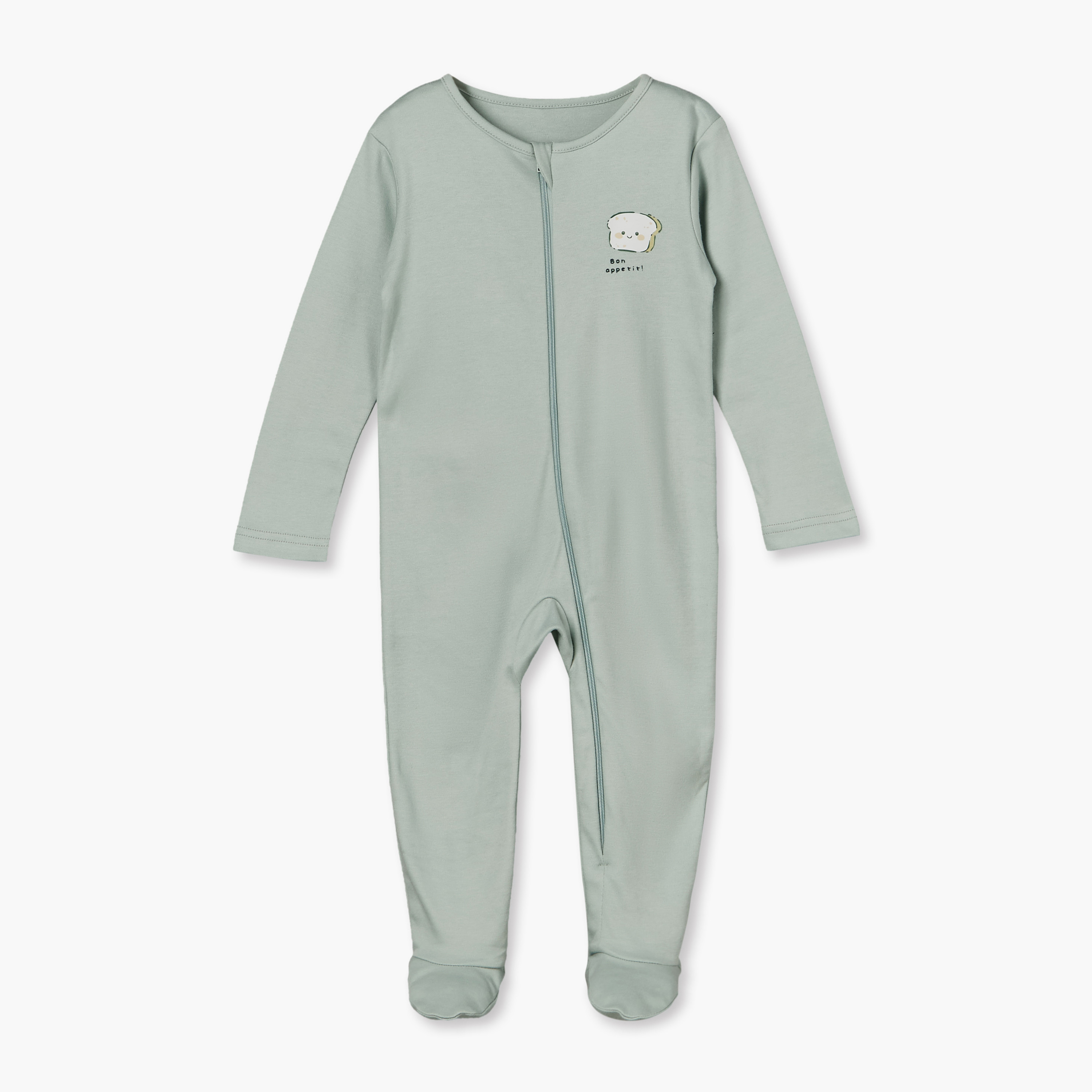 بدلة نوم قطن بياقة ضيقة وأكمام طويلة وسحّاب إغلاق من جونيورز - عبوة من 3 قطع-baby-girls-clothing-nightwear-sleepsuits-image-2