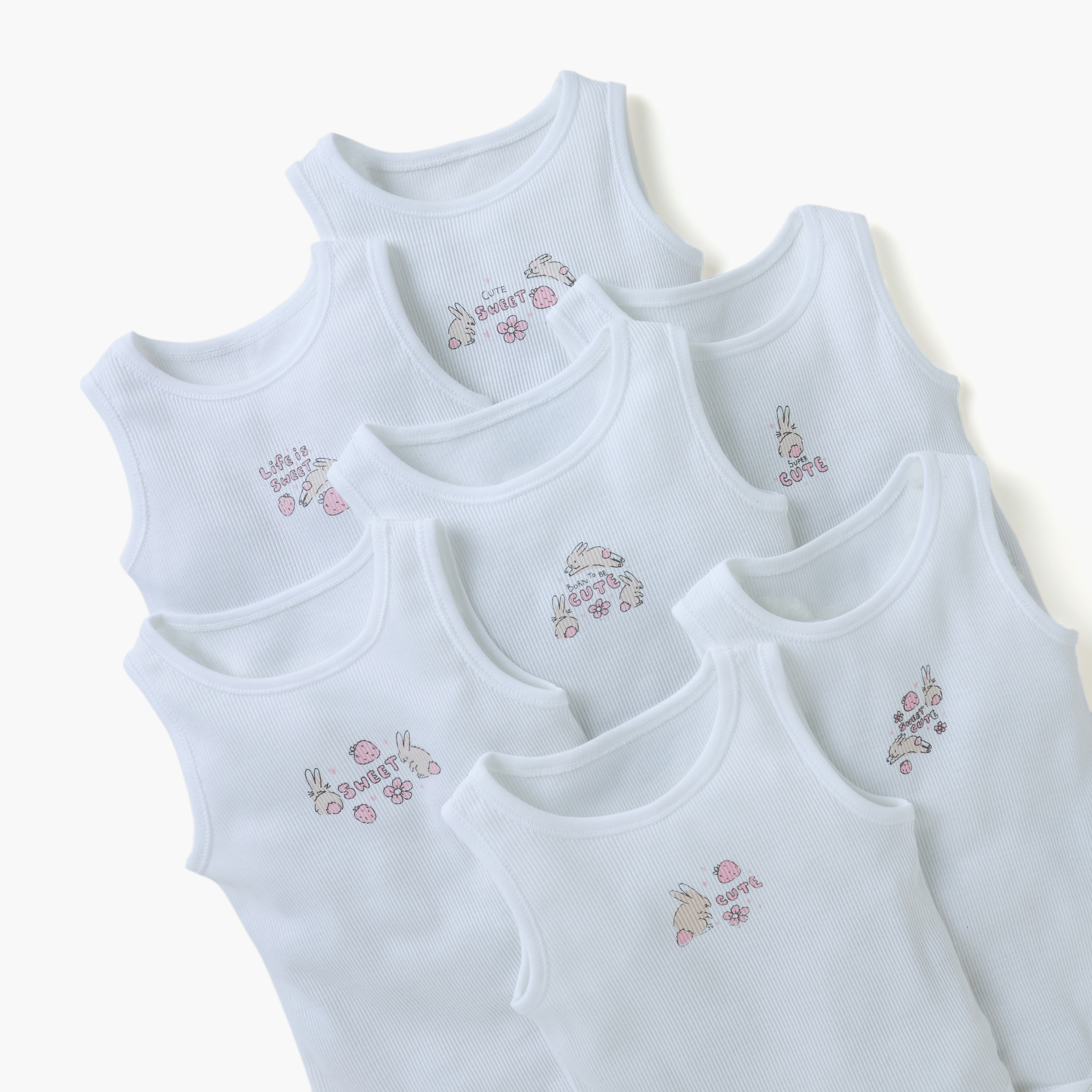 Juniors Ribbed Sleeveless Bodysuit with Button Closure - Set of 7-baby-girls-clothing-bodysuits-image-8