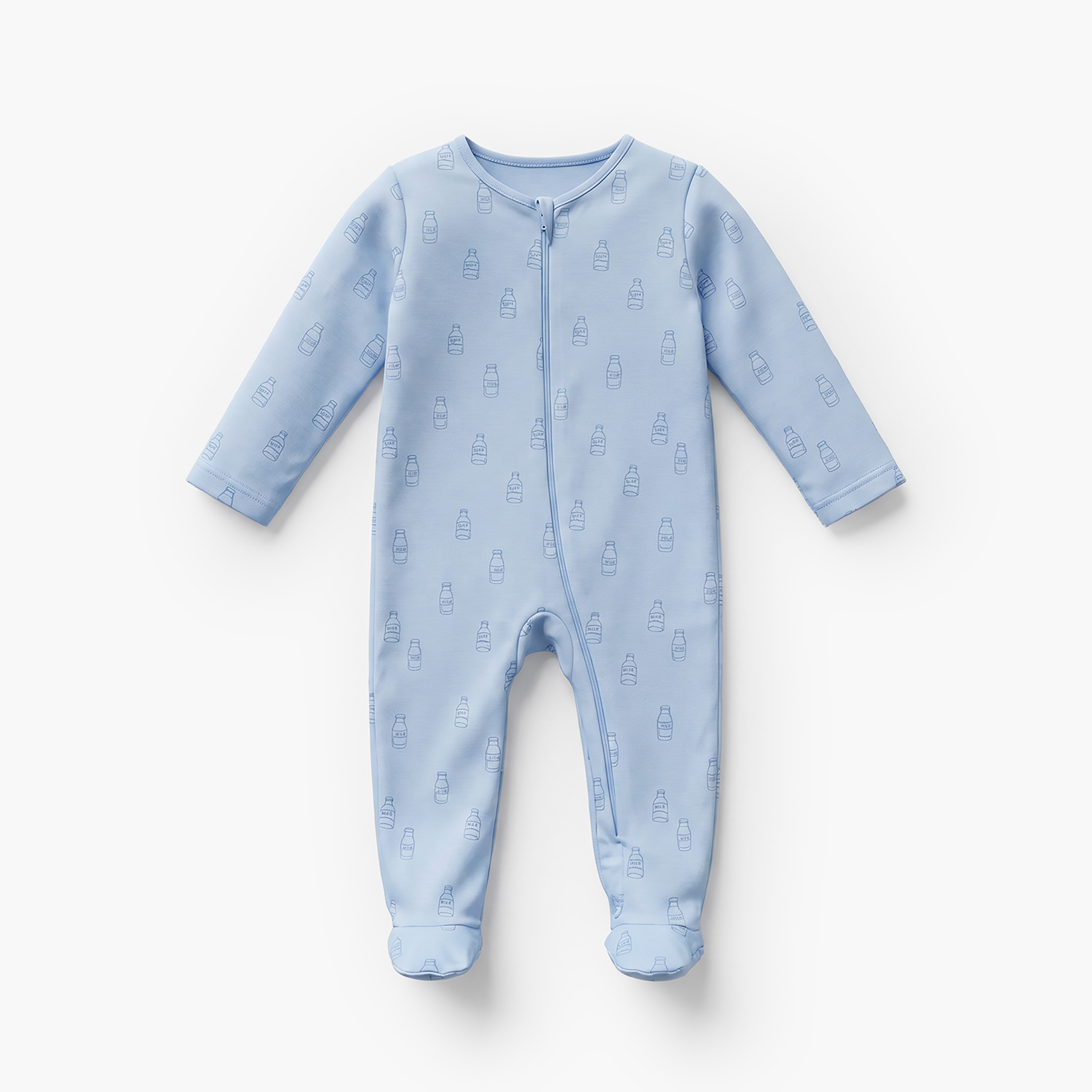 Pack of 5 Juniors Cotton Crew Neck Long Sleeve Sleepsuit with Zip Closure-baby-boys-clothing-nightwear-sleepsuits-image-2