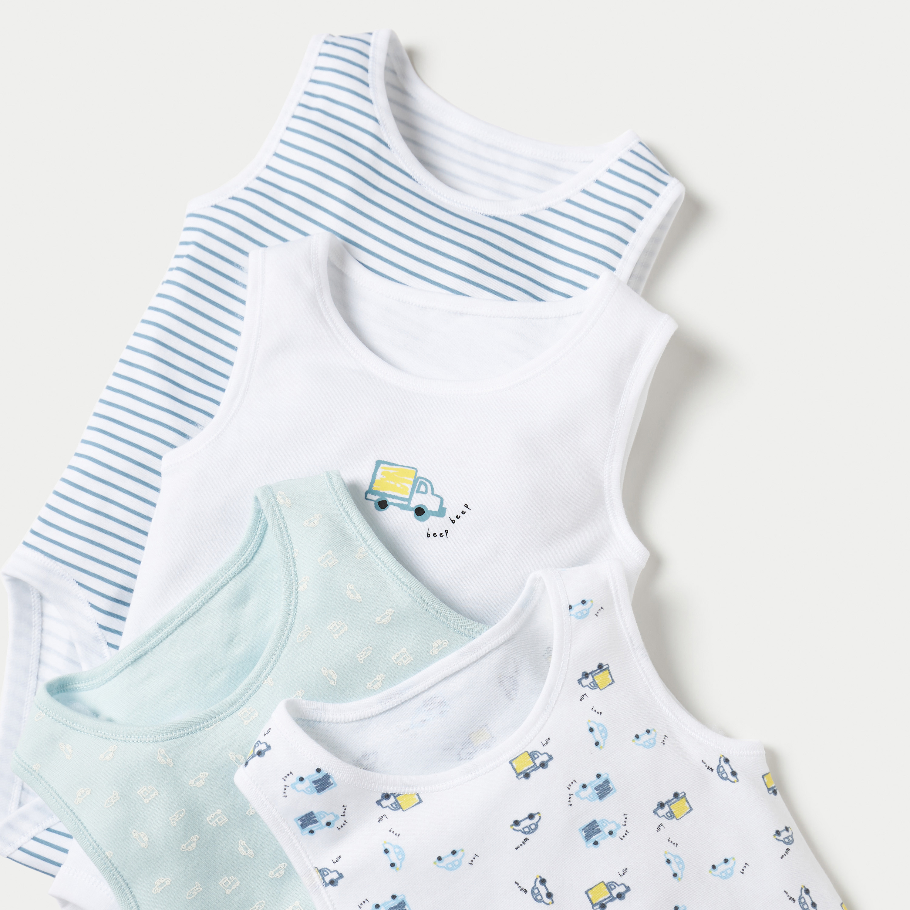 Juniors Printed Sleeveless Bodysuit - Set of 7-baby-boys-clothing-bodysuits-image-3