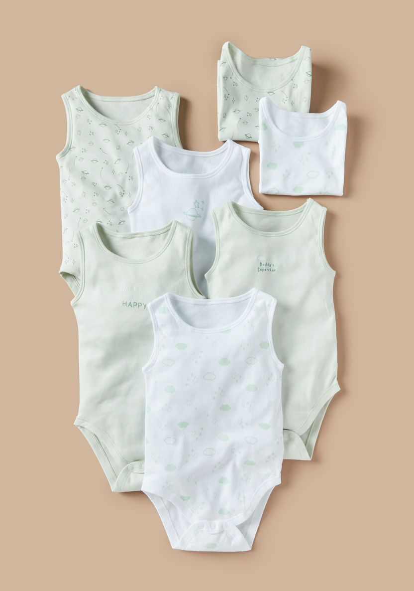 Juniors Printed Sleeveless Bodysuit - Set of 7-Bodysuits-image-0