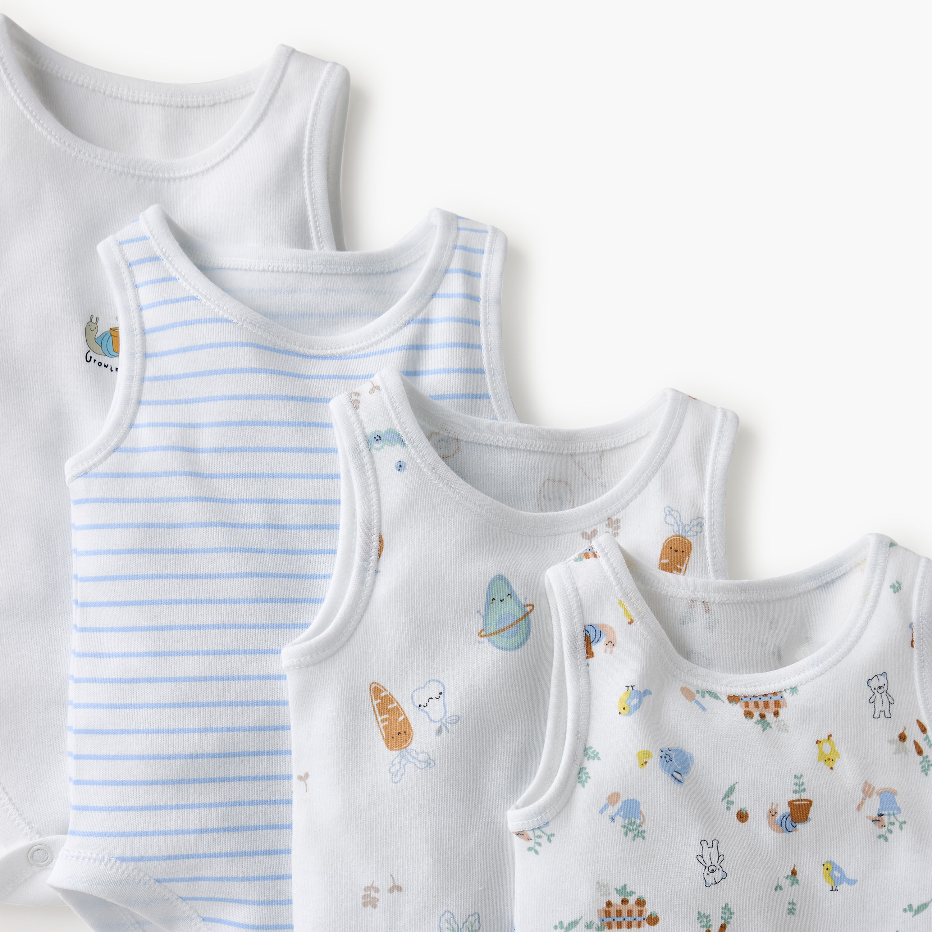 Juniors Printed Sleeveless Bodysuit with Button Closure - Set of 7-baby-boys-clothing-bodysuits-image-6
