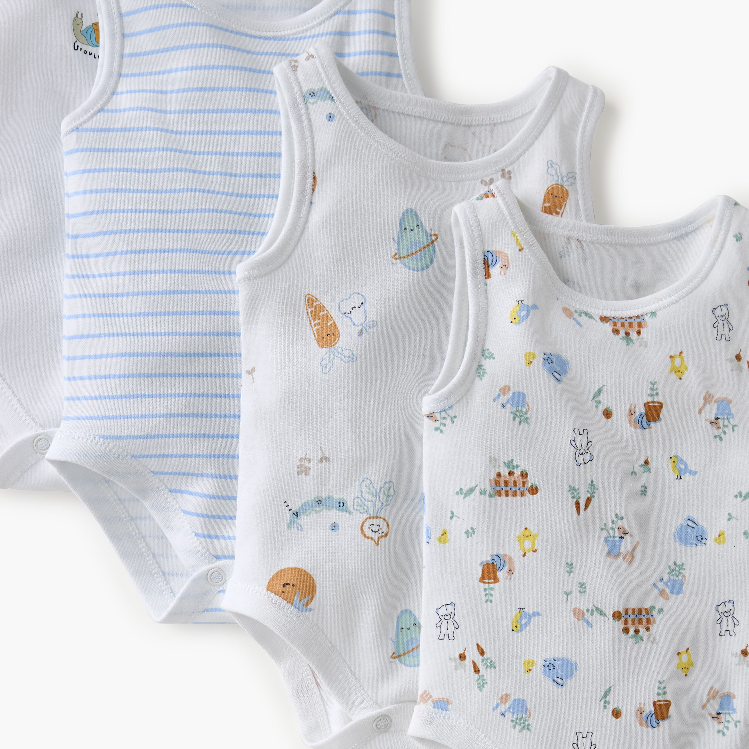 Juniors Printed Sleeveless Bodysuit with Button Closure - Set of 7-baby-boys-clothing-bodysuits-image-7