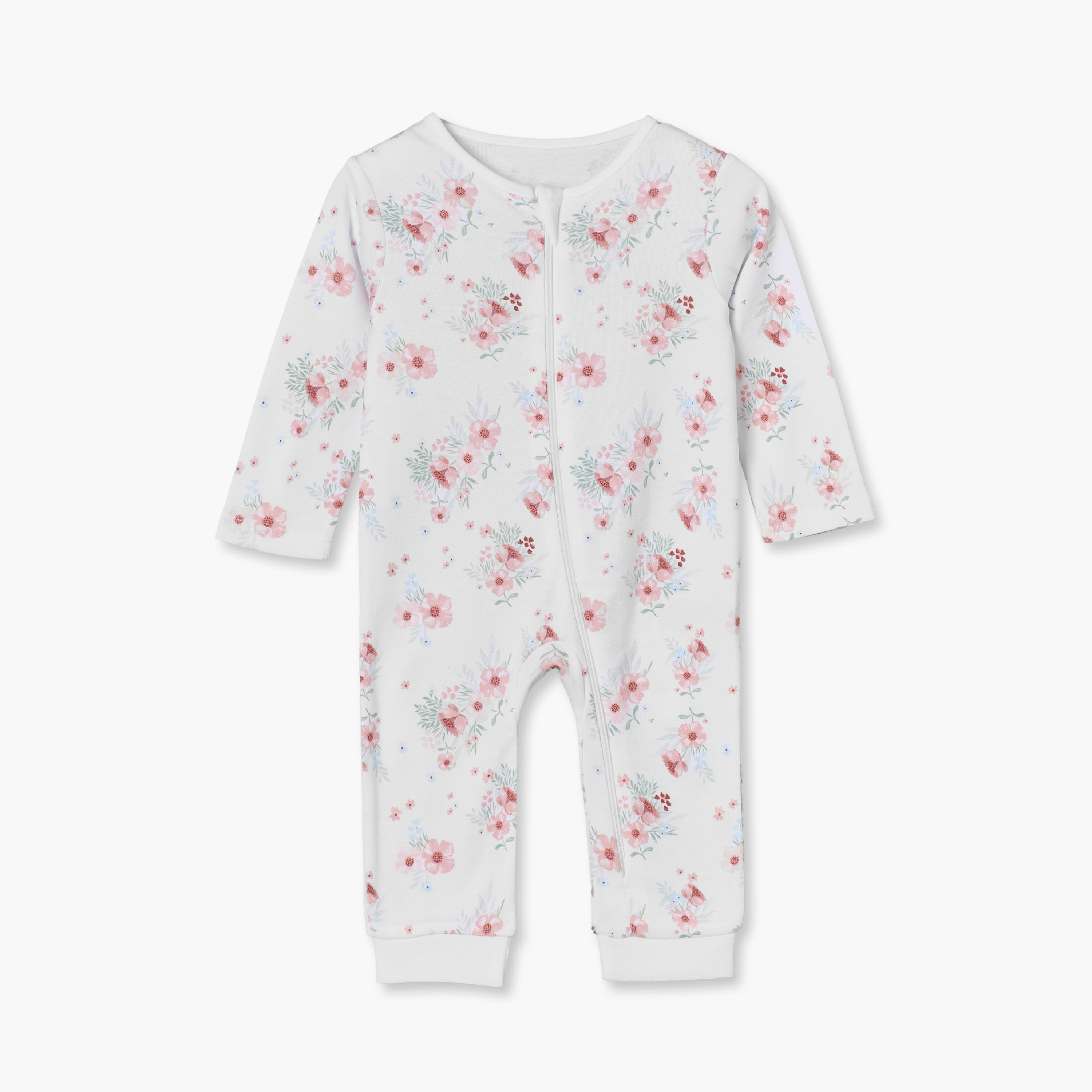 بدلات نوم قطن بطبعات أزهار وأكمام طويلة وياقة ضيقة من جونيورز - عبوة 5 قطع-baby-girls-clothing-nightwear-sleepsuits-image-5